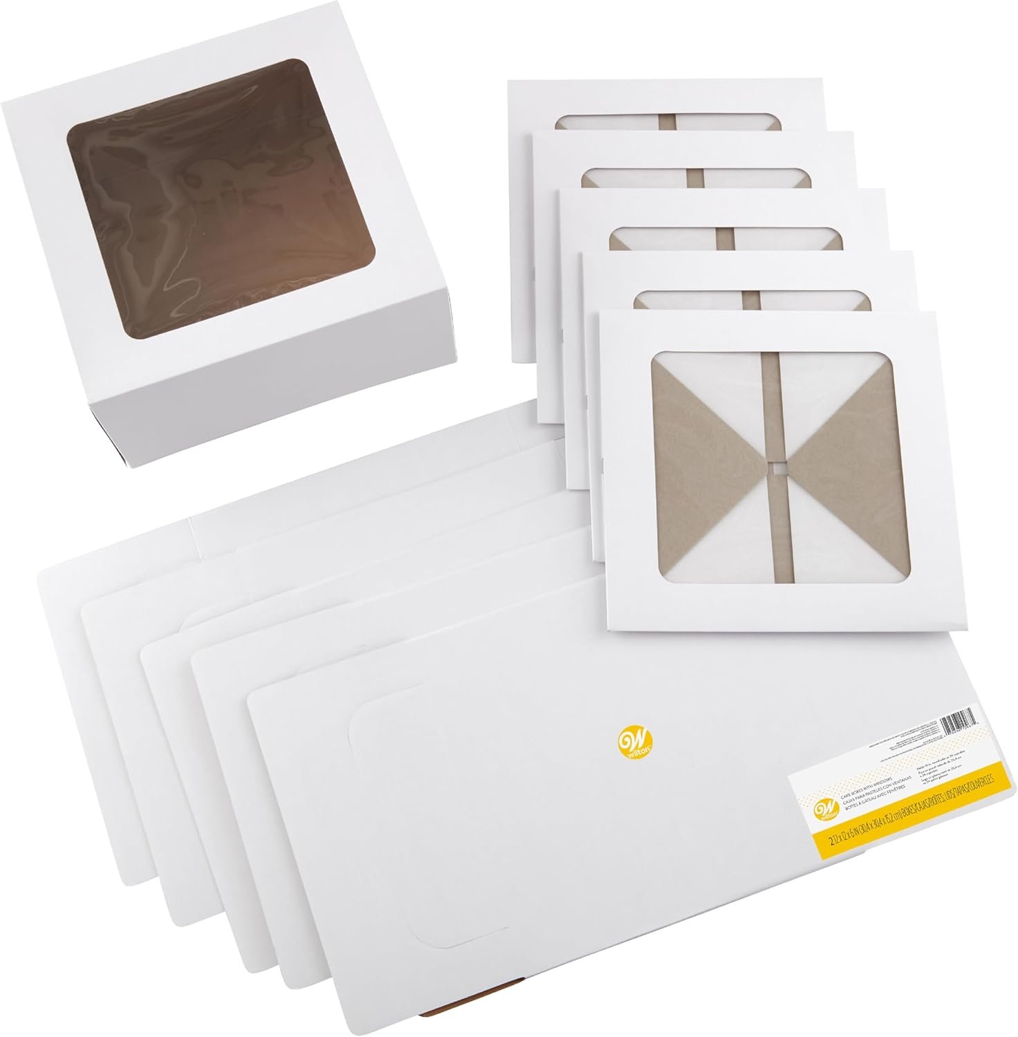 Boîte à gâteau 12 pouces avec fenêtres pour gâteaux de 10 pouces, blanc, en carton robuste, vente en gros, fournisseur, 6 pièces.