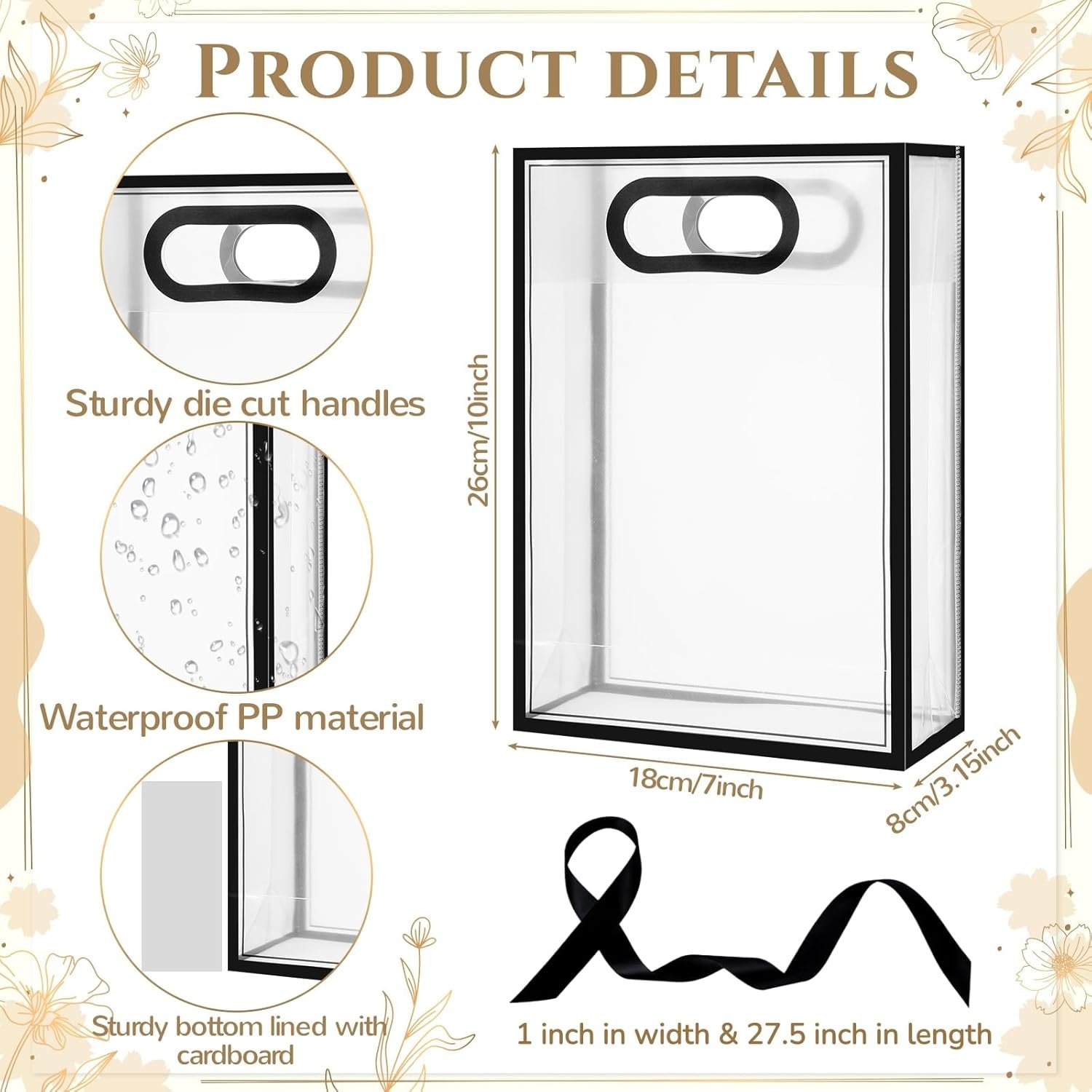 Grossiste de sacs cadeaux en plastique transparents, 12 pcs avec poignées découpées, sac réutilisable en PP avec ruban, idéal pour mariage, anniversaire, baby shower, 7x10x3.15 pouces, OEM, fournisseur en vente en gros Grossiste de sacs cadeaux en plastique transparents, 12 pcs avec poignées découpées, sac réutilisable en PP avec ruban, idéal pour mariage, anniversaire, baby shower, 7x10x3.15 pouces, OEM, fournisseur en vente en gros