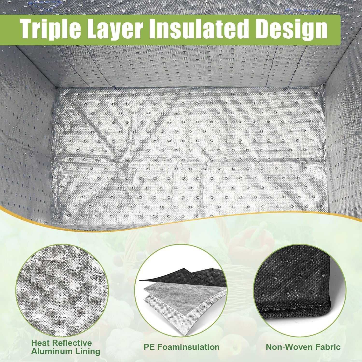 Sac isotherme pliable de 20 pièces pour courses, fournisseur de sacs à fermeture éclair avec poignées, vente en gros pour aliments chauds et froids.