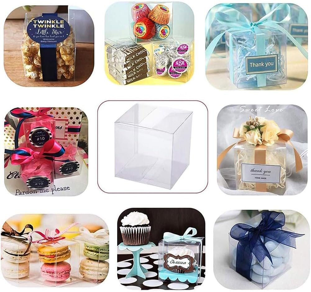 Grossiste en Vrac de Boîtes Transparentes en Plastique 3x3x3 Pouces pour Mariage et Fêtes, Fournisseur de Packaging pour Bonbons et Biscuits de Noël, Logo Personnalisé Disponible