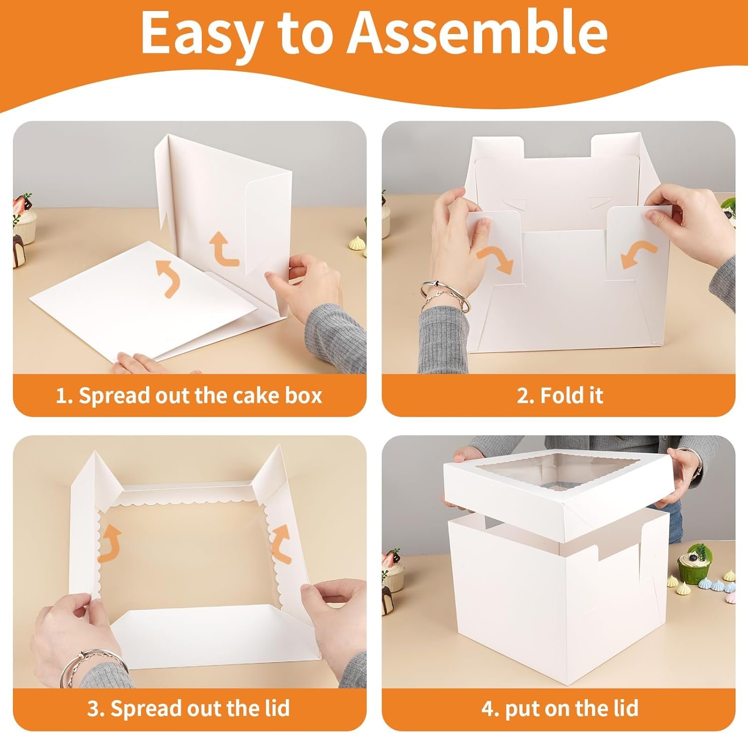 Grossiste en Vrac : Boîte à Gâteau 10 Pouces avec Plateaux, 2 Pack Support à Gâteau Jetable, Conteneur de Transport pour Gâteaux, Support de Boulangerie Blanc avec Fenêtre pour Cookies Pâtisseries Cupcakes (10×10×8 Pouces) - Fournisseur de Marque Blanche, OEM.