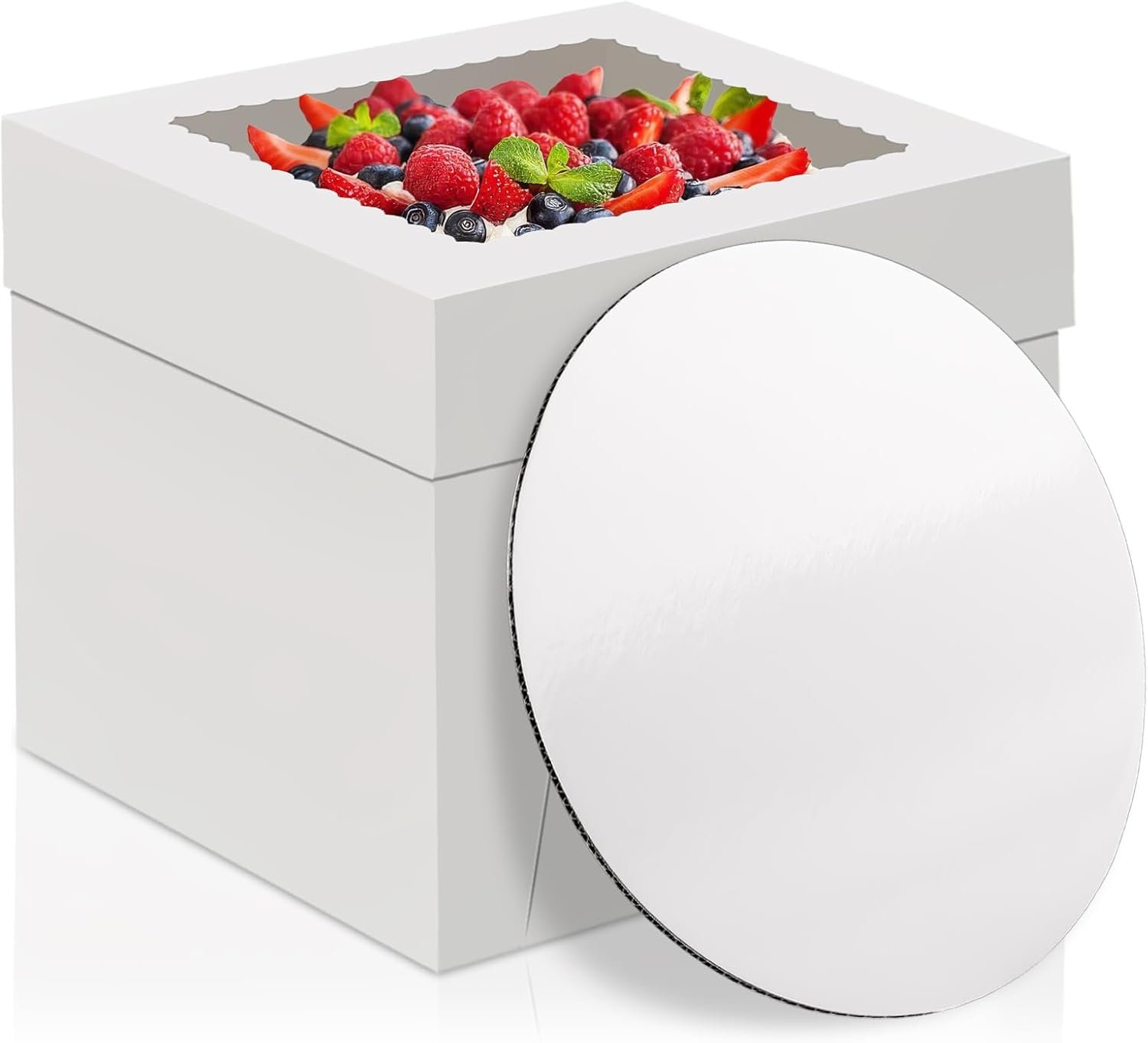 Grossiste en Vrac : Boîte à Gâteau 10 Pouces avec Plateaux, 2 Pack Support à Gâteau Jetable, Conteneur de Transport pour Gâteaux, Support de Boulangerie Blanc avec Fenêtre pour Cookies Pâtisseries Cupcakes (10×10×8 Pouces) - Fournisseur de Marque Blanche, OEM.