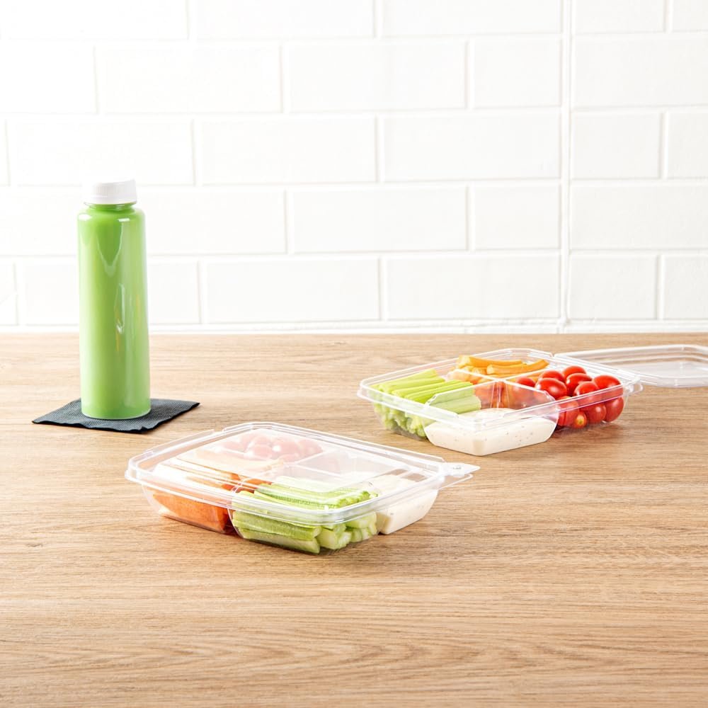 Grossiste en contenants alimentaires, 100 récipients à emporter rectangulaires de 13 onces, durables et transparents, offrant des compartiments avec couvercles articulés, parfaits pour la vente en gros, OEM pour professionnels, à utiliser dans les restaurants et services de traiteur.