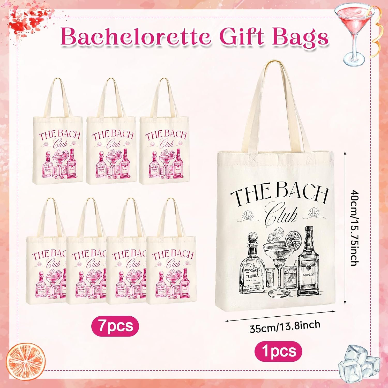 Grossiste décor de fête entre filles 8 pièces toiles pour sacs de demoiselles d'honneur avec logo personnalisé pour un enterrement de vie de jeune fille à offrir en vente en gros.