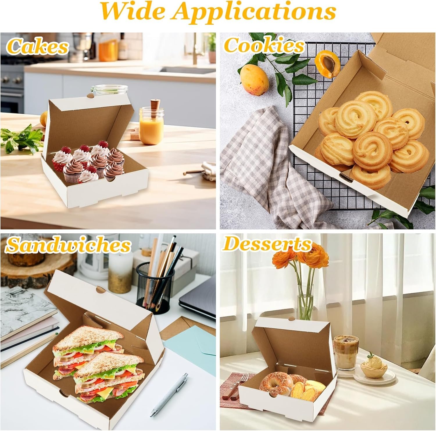 Grossiste en boîtes à pizza, 50 pack de boîtes en carton ondulé 6 x 6 pour pizza, gâteau, cookies, emballage alimentaire, Fournisseur en gros, OEM.