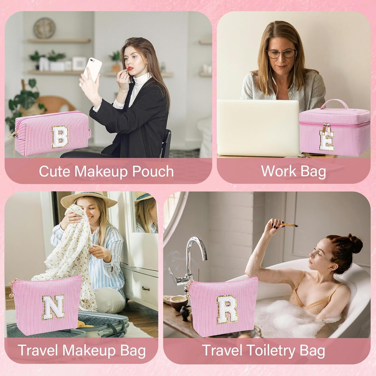 Trousse de Maquillage Personnalisée avec Logo Personnalisé, Ensemble de 3 Poches de Maquillage et de Toiletries en Vrac pour Filles et Femmes de 6 à 18 Ans, Cadeaux d'Anniversaire et de Graduation avec Poche Initiale (T, Rose), Fabricant de Trousse de Maquillage. Trousse de Maquillage Personnalisée avec Logo Personnalisé, Ensemble de 3 Poches de Maquillage et de Toiletries en Vrac pour Filles et Femmes de 6 à 18 Ans, Cadeaux d'Anniversaire et de Graduation avec Poche Initiale (T, Rose), Fabricant de Trousse de Maquillage.