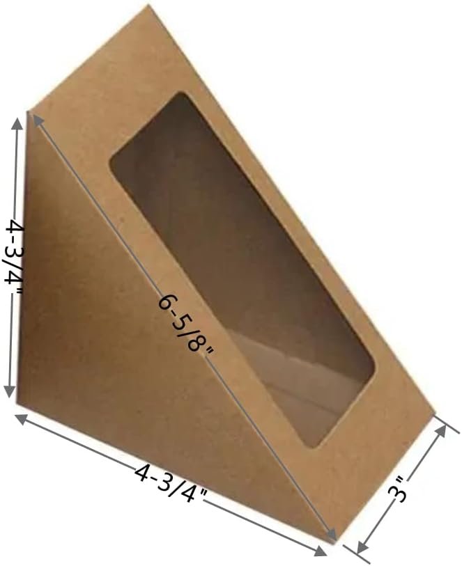 Boîte à sandwich éco-responsable grande avec fenêtre pour service de restauration, vente en gros chez fournisseur, idéal pour les boulangeries et les plats à emporter, OEM disponible, 50 pièces.