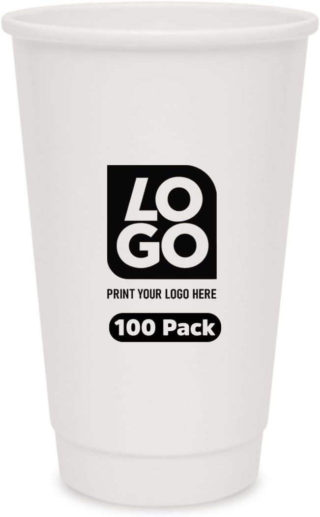 Grossiste gobelets en papier personnalisés à double paroi 16 oz avec logo, boissons chaudes ou froides, pour événements, marque blanche, quantité 100.