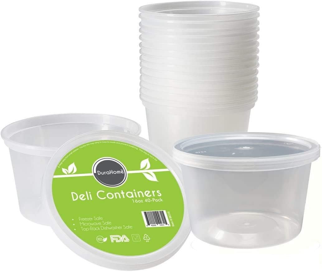 Containers alimentaires en vrac - Boîtes Deli avec couvercles étanches - 40 pièces en plastique sans BPA, pouvant passer au micro-ondes - Qualité premium robuste, compatible congélateur et lave-vaisselle (16 oz) - Fabricant pour marque blanche Containers alimentaires en vrac - Boîtes Deli avec couvercles étanches - 40 pièces en plastique sans BPA, pouvant passer au micro-ondes - Qualité premium robuste, compatible congélateur et lave-vaisselle (16 oz) - Fabricant pour marque blanche