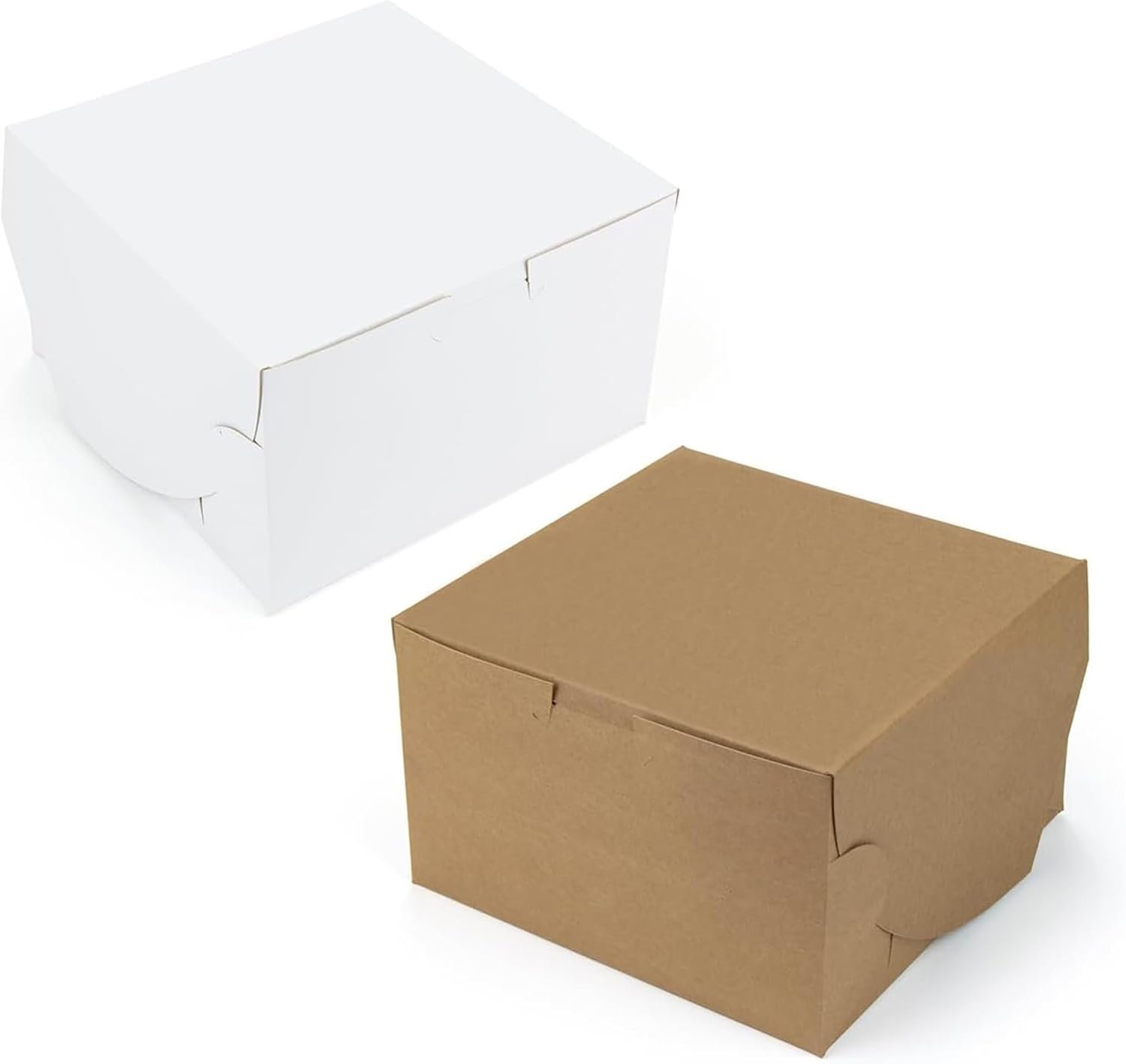 Boîtes à gâteaux de 10 pouces, idéal pour les petits cafés/boulangeries, en gros et fabriquées par un fournisseur fiable, vente en gros, avec un logo personnalisé, inclure un côté blanc ou kraft, boîte en papier réversible de 10 x 10 x 5 (paquet de 50).