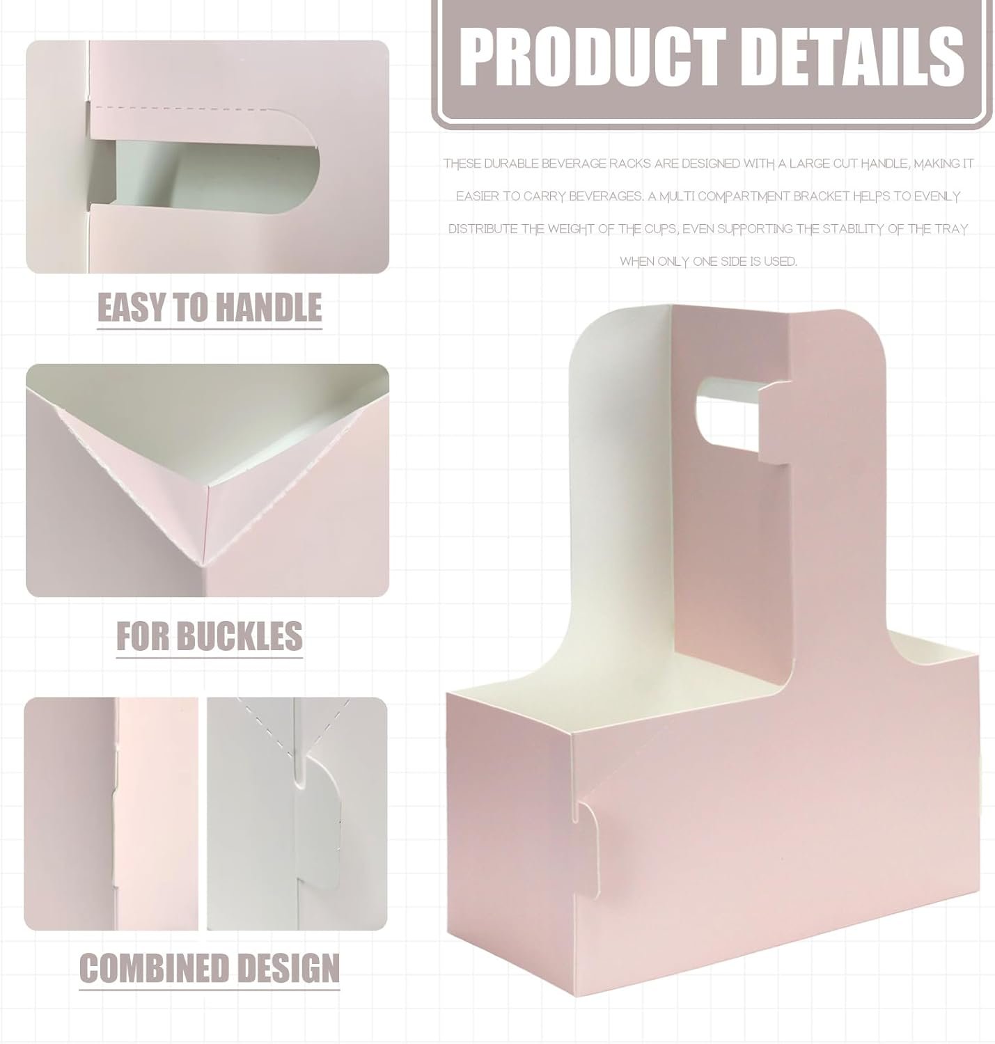 Grossiste en Vrac Support de Boisson Jetable 2 Tasses avec Poignée, 15 Compte Porte-Gobelets en Carton Rose, Transport de Boissons Chaudes ou Froides, Fournisseur de Porte-Gobelets pour Café, Livraison Alimentaire, Vente en Gros (Rose, 15 PCS)