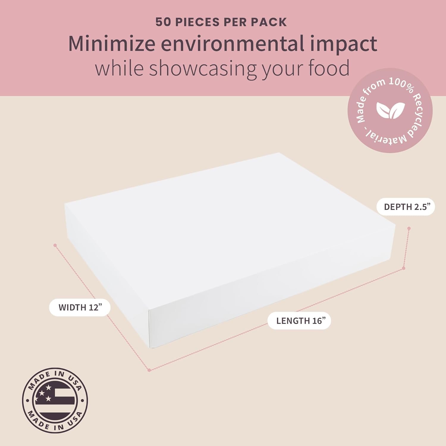 Boîte à donuts en vrac - Contient une douzaine de donuts décorés, muffins ou pâtisseries, conception pop-up facile, dimension 16 x 12 x 2,5, idéale pour le service de sandwichs, fournisseur de solutions d'emballage, OEM - Pack de 50.