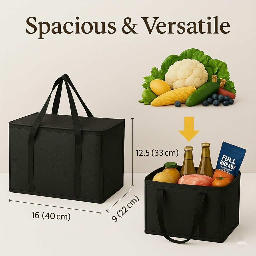 Grossiste en sacs de courses isothermes XL, 2-Pack noir, avec zipper thermique, sacs réutilisables et pliables pour transport alimentaire chaud et froid, idéal pour le camping, fournisseur de solutions durables. Grossiste en sacs de courses isothermes XL, 2-Pack noir, avec zipper thermique, sacs réutilisables et pliables pour transport alimentaire chaud et froid, idéal pour le camping, fournisseur de solutions durables.