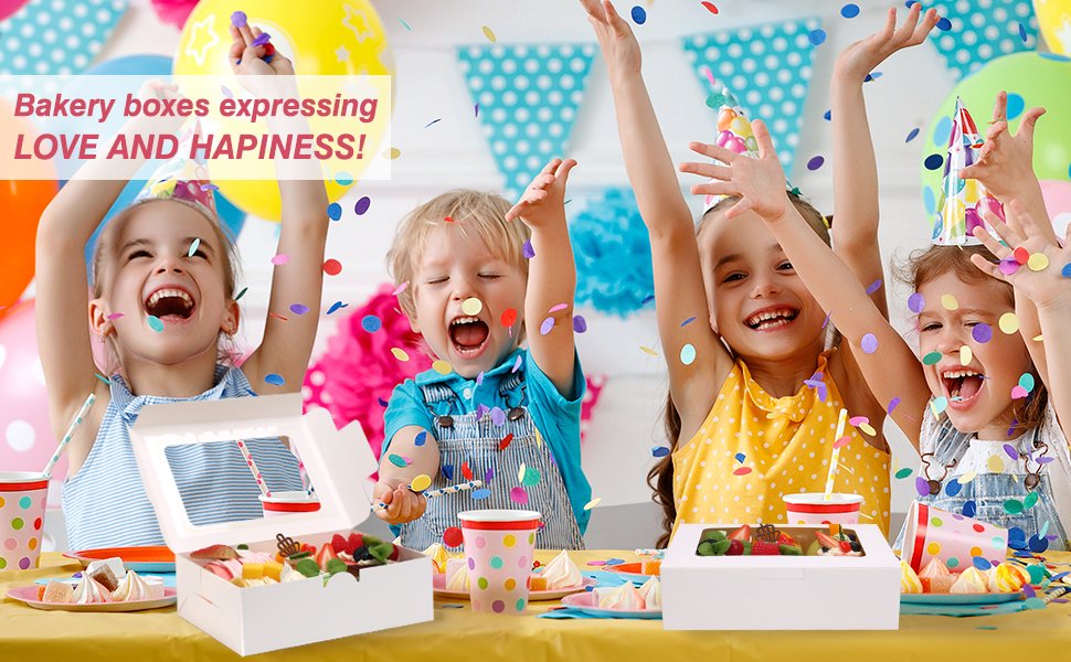 Grossiste en Vrac Boîtes à Pâtisserie avec Fenêtre 12pcs 8x6x2.5 pouces, boîte à cookies pour chocolat, fraises, donuts, cupcakes et muffins - Fabricant de Marque Blanche.