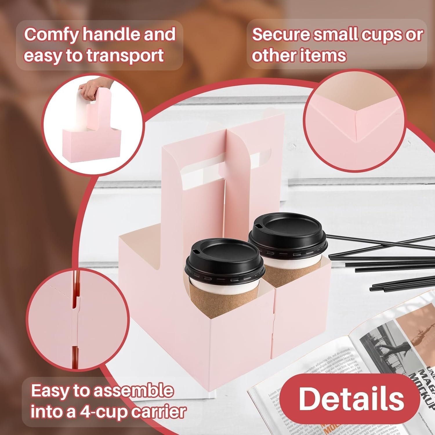 Grossiste Support de Boisson pour 2 Tasses avec Poignée - 12 Pcs Porte-Gobelet en Carton Jetable, Fabricant Accessoires de Livraison Alimentaire pour Boissons Chaudes/Froides, OEM Porte-Gobelet Pliable à Emporter Grossiste Support de Boisson pour 2 Tasses avec Poignée - 12 Pcs Porte-Gobelet en Carton Jetable, Fabricant Accessoires de Livraison Alimentaire pour Boissons Chaudes/Froides, OEM Porte-Gobelet Pliable à Emporter