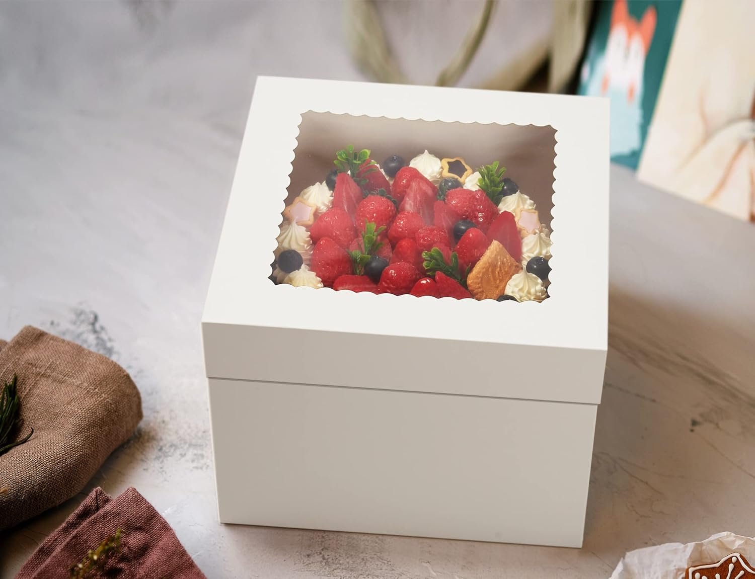 Grossiste en boîte à gâteaux blanche 10x10x8 pouces avec fenêtre, fournitures de décoration pour gâteaux, OEM pour des gâteaux multi-couches en vrac, fabricant de boîtes en carton pour cadeaux.