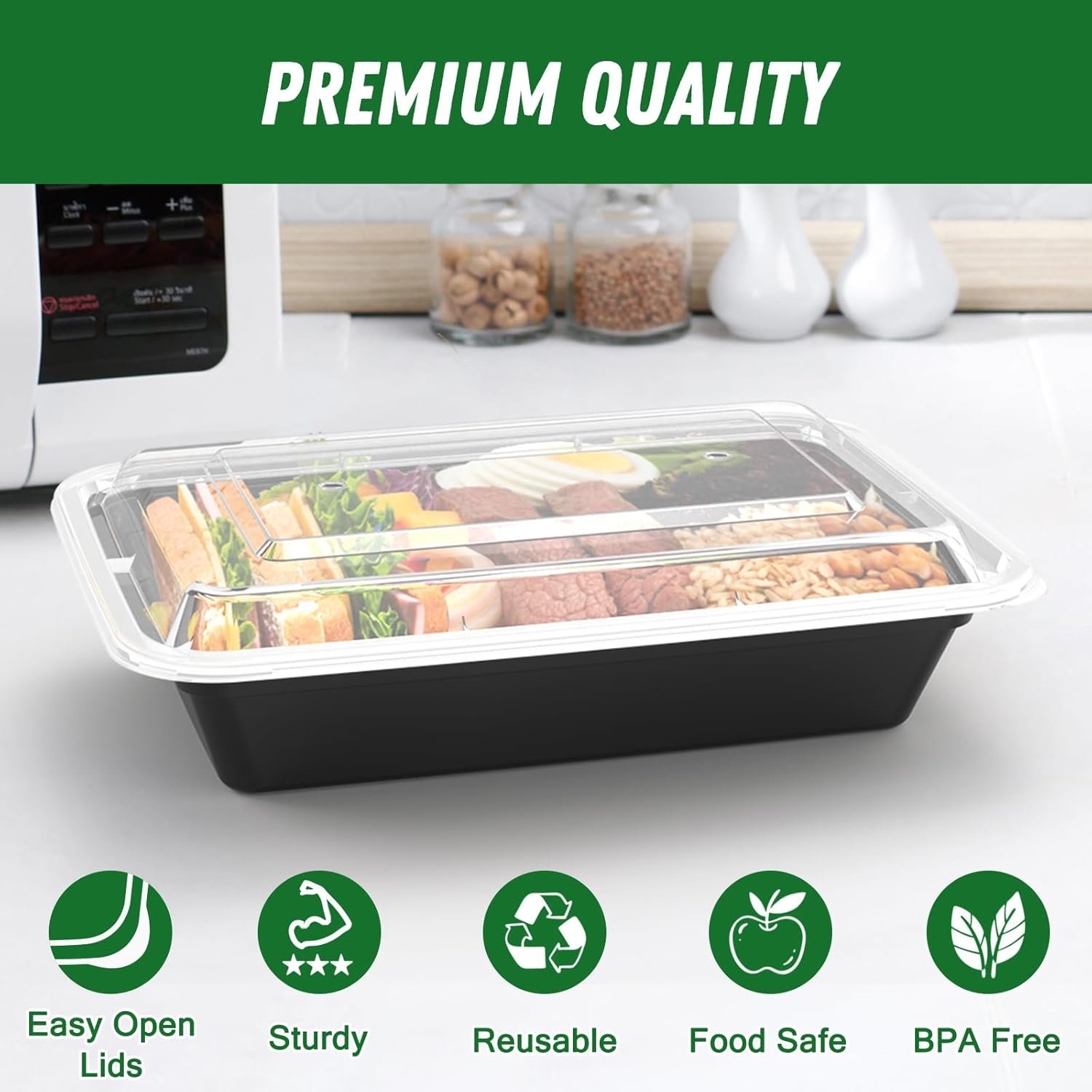 Grossiste en Vrac 50 Récipients de Préparation de Repas de 32 oz (Pack de 100) à Couvercles Faciles à Ouvrir, Fabricant Solide et Étanche, Sûr pour les Aliments, Compatible avec Micro-ondes, Congélateur et Lave-Vaisselle, Contenants en Plastique à Emporter, Logo Personnalisé. Grossiste en Vrac 50 Récipients de Préparation de Repas de 32 oz (Pack de 100) à Couvercles Faciles à Ouvrir, Fabricant Solide et Étanche, Sûr pour les Aliments, Compatible avec Micro-ondes, Congélateur et Lave-Vaisselle, Contenants en Plastique à Emporter, Logo Personnalisé.