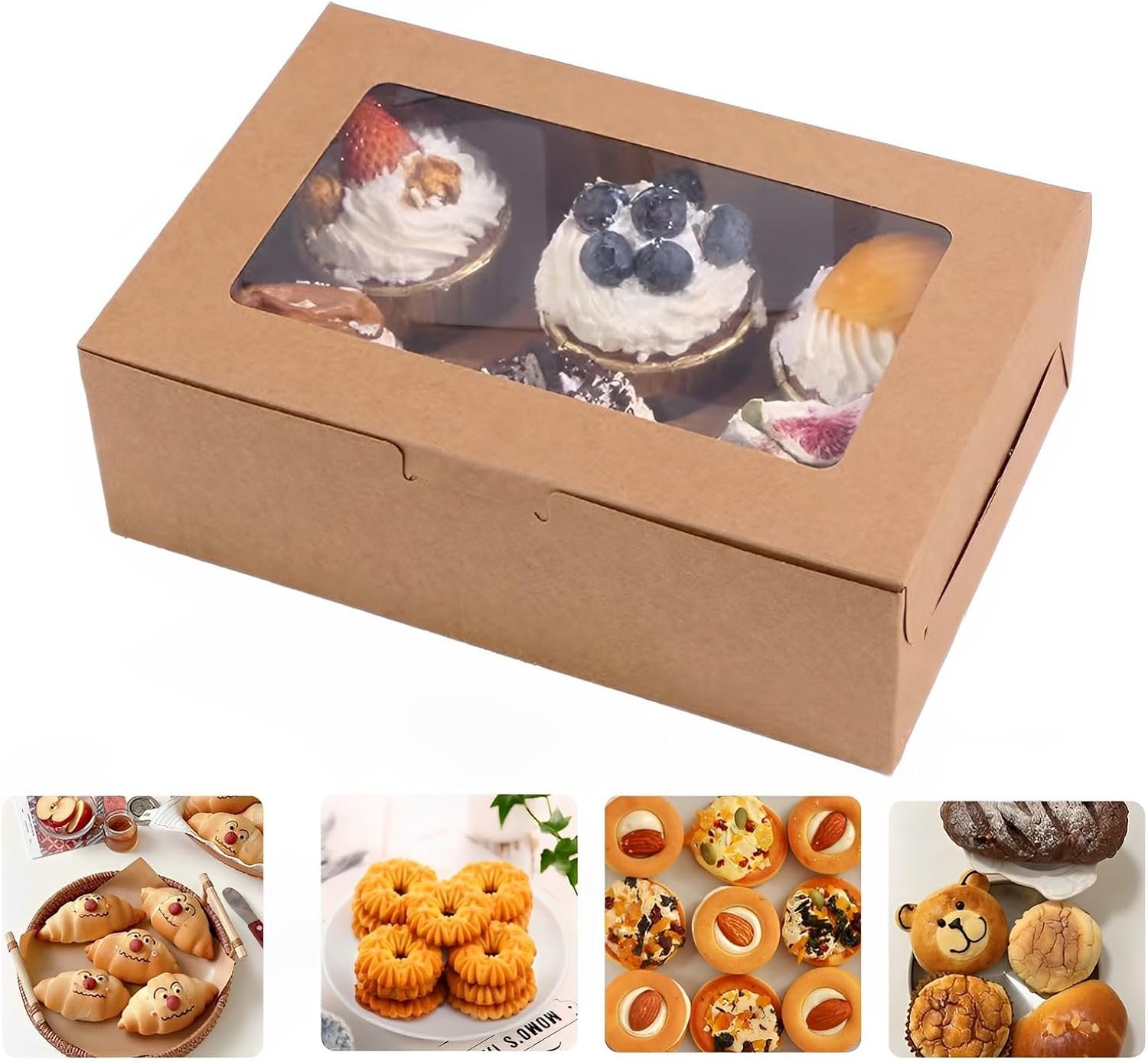 Boxes à pâtisserie marron 20pcs 8x6x2,5 pouces, Vente en Gros pour emballage, Fournisseur de boîtes à cookies, Logo Personnalisé pour gâteaux, idéal pour Saint-Valentin, Fête des Mères, Noël et rassemblements festifs.