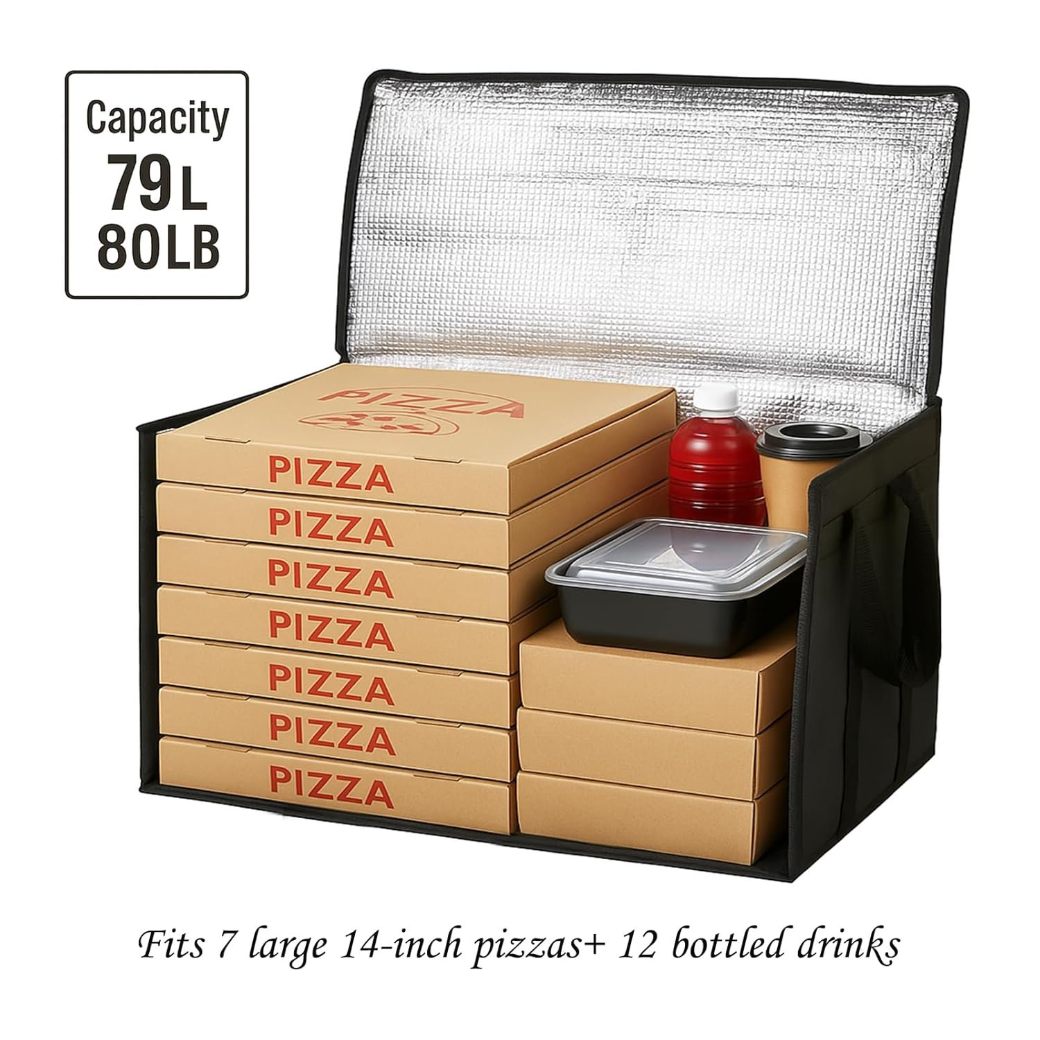 Grossiste Sac de Livraison Alimentaire Isotherme 3-Pack XXXL pour Pizza, Sac Thermique Rideshare pour Traiteur, Fournisseur de Solutions de Transport Chaud/Froid en Vrac