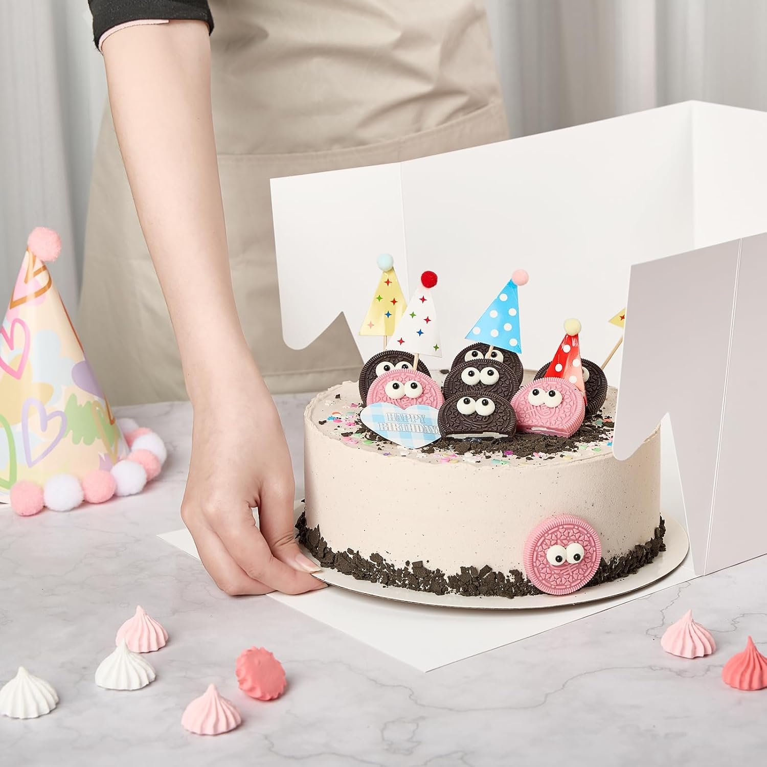 Grossiste de boîtes à gâteaux en carton, 10 x 10 x 8 pouces, avec logo personnalisé, conteneurs jetables avec couvercles et fenêtre, vente en gros pour mariages, anniversaires et fêtes.