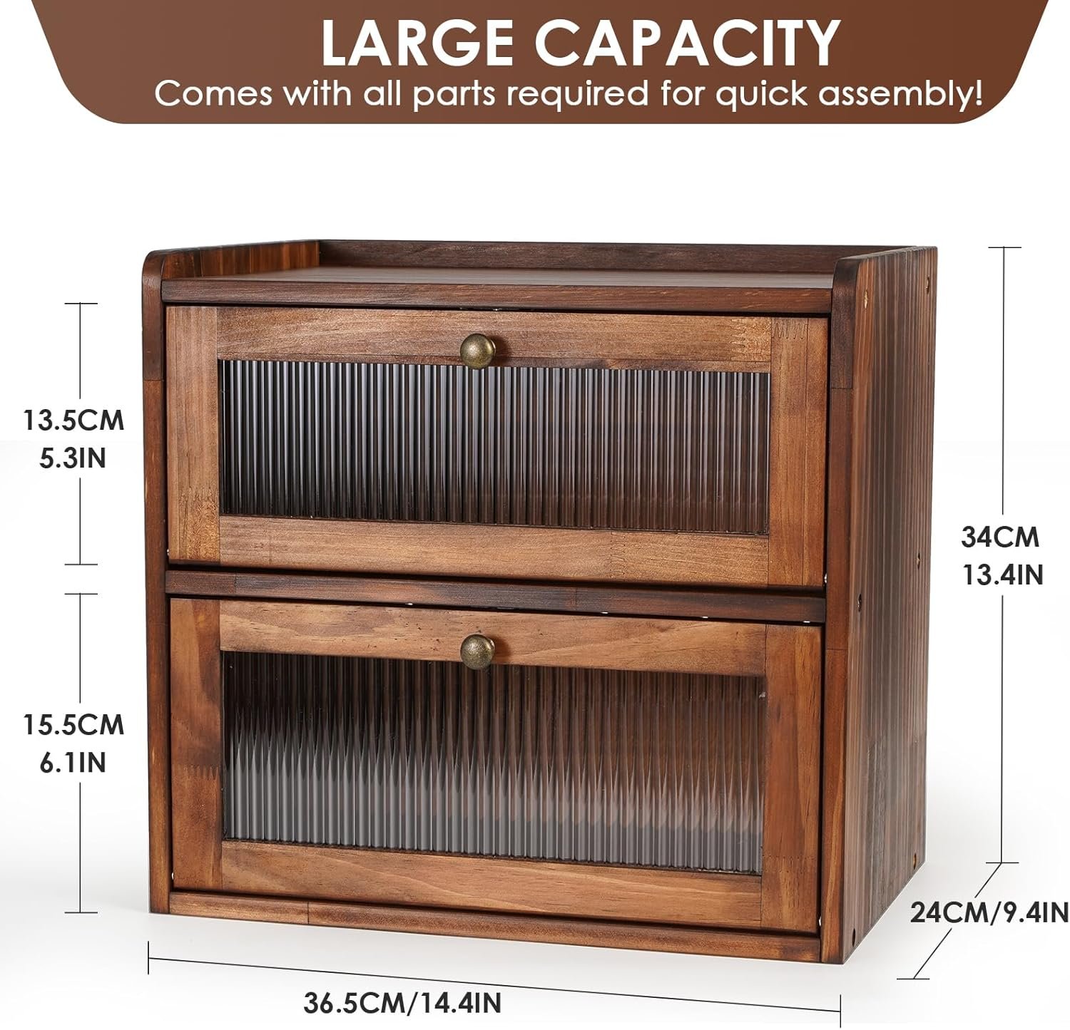 Grossiste Conteneur de Rangement en Bois pour Pain à 2 Niveaux avec Fenêtre Acrylique, Capacité Large et Design Vintage, Fournisseur d'Organisateur Alimentaire pour Comptoir de Cuisine, OEM