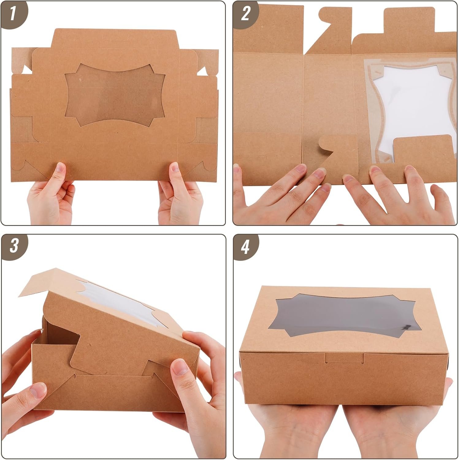 Grossiste en Vrac de boîtes à biscuits 24pcs 8x6x2.5 pouces avec fenêtre, boîte à pâtisserie pour chocolat, fraises, donuts et muffins, Fournisseur d'emballages personnalisés, Marque Blanche.