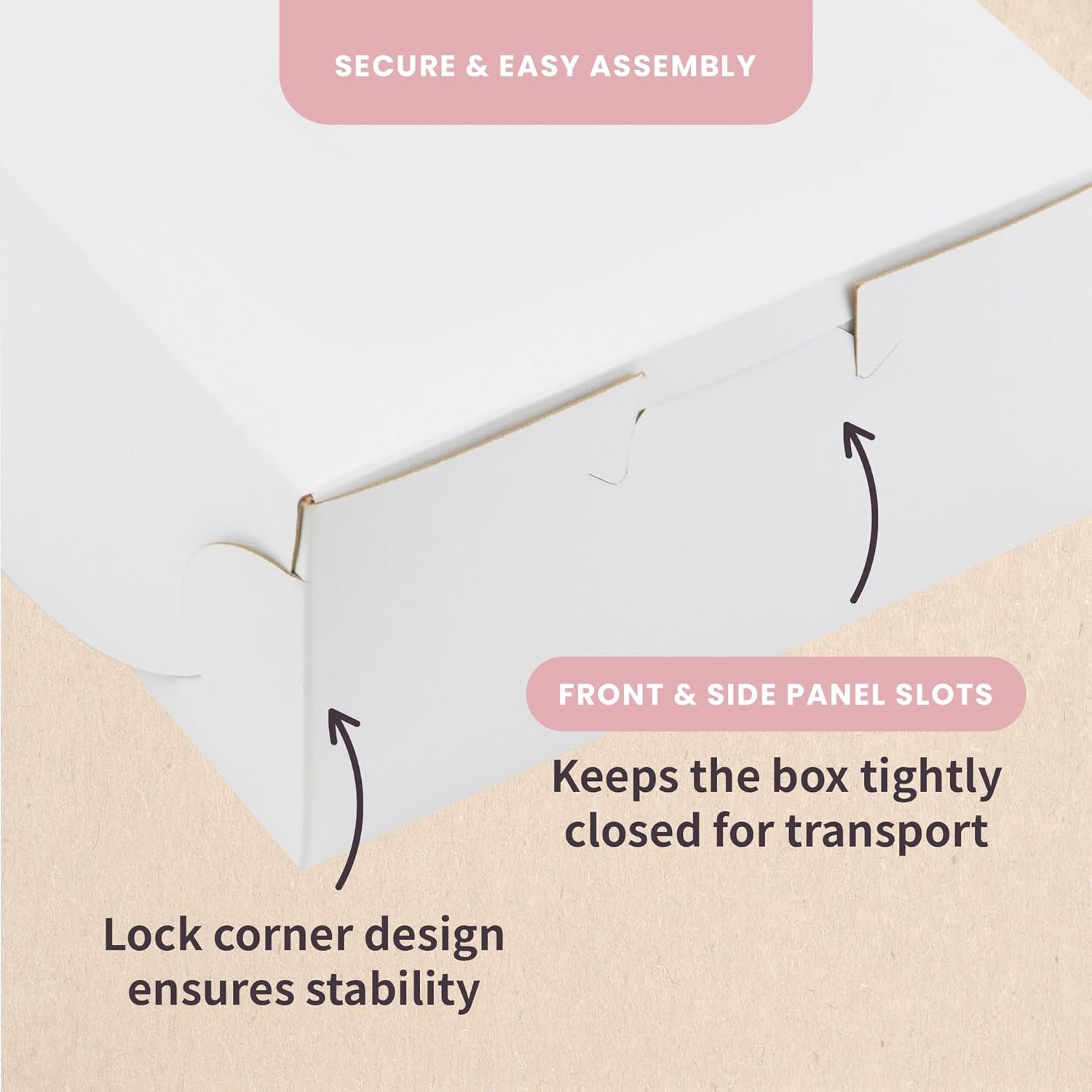 Grossiste Boîtes à Gâteaux Réversibles 6” pour Pâtisseries et Biscuits, Clips de Sécurisation et Verrou Frontale, Fabricant en Vrac, Taille 6 x 6 x 3 (Pack de 50), Logo Personnalisé