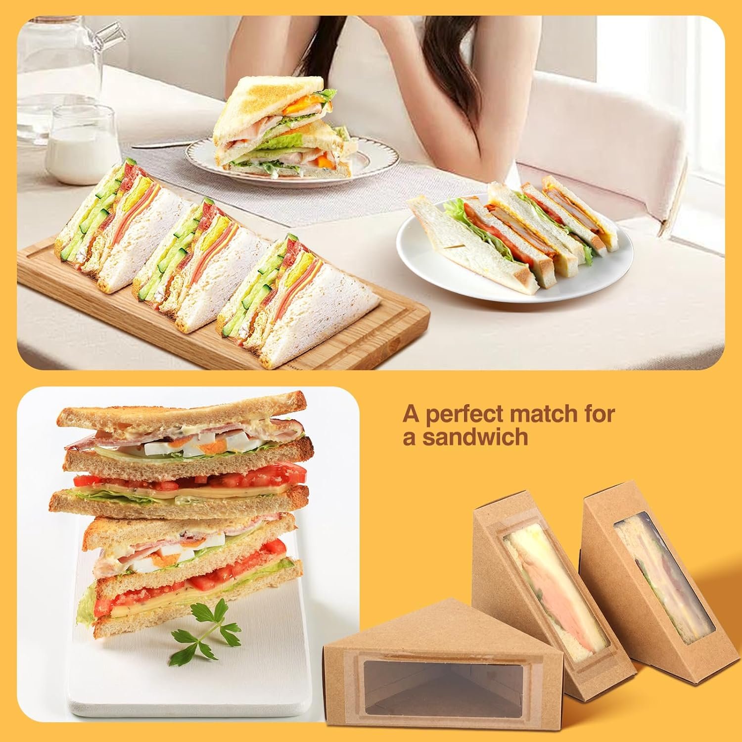 Boîtes à sandwiches en papier 50 pièces, Vente en gros de contenants à emporter avec fenêtre, Logo personnalisé pour burgers miniatures pour boulangerie et service de restauration. Boîtes à sandwiches en papier 50 pièces, Vente en gros de contenants à emporter avec fenêtre, Logo personnalisé pour burgers miniatures pour boulangerie et service de restauration.