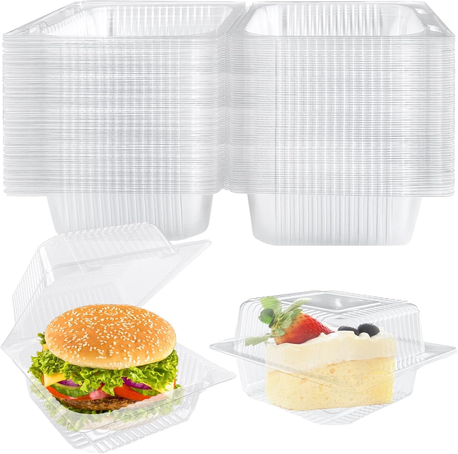 Grossiste Conteners alimentaires toxiques en plastique transparents, Logo Personnalisé, conteneurs à emporter carrés avec couvercles pour salade, pâtes, hamburger 5.3 x 4.7 x 2.8 in, Fournisseur en Vrac.