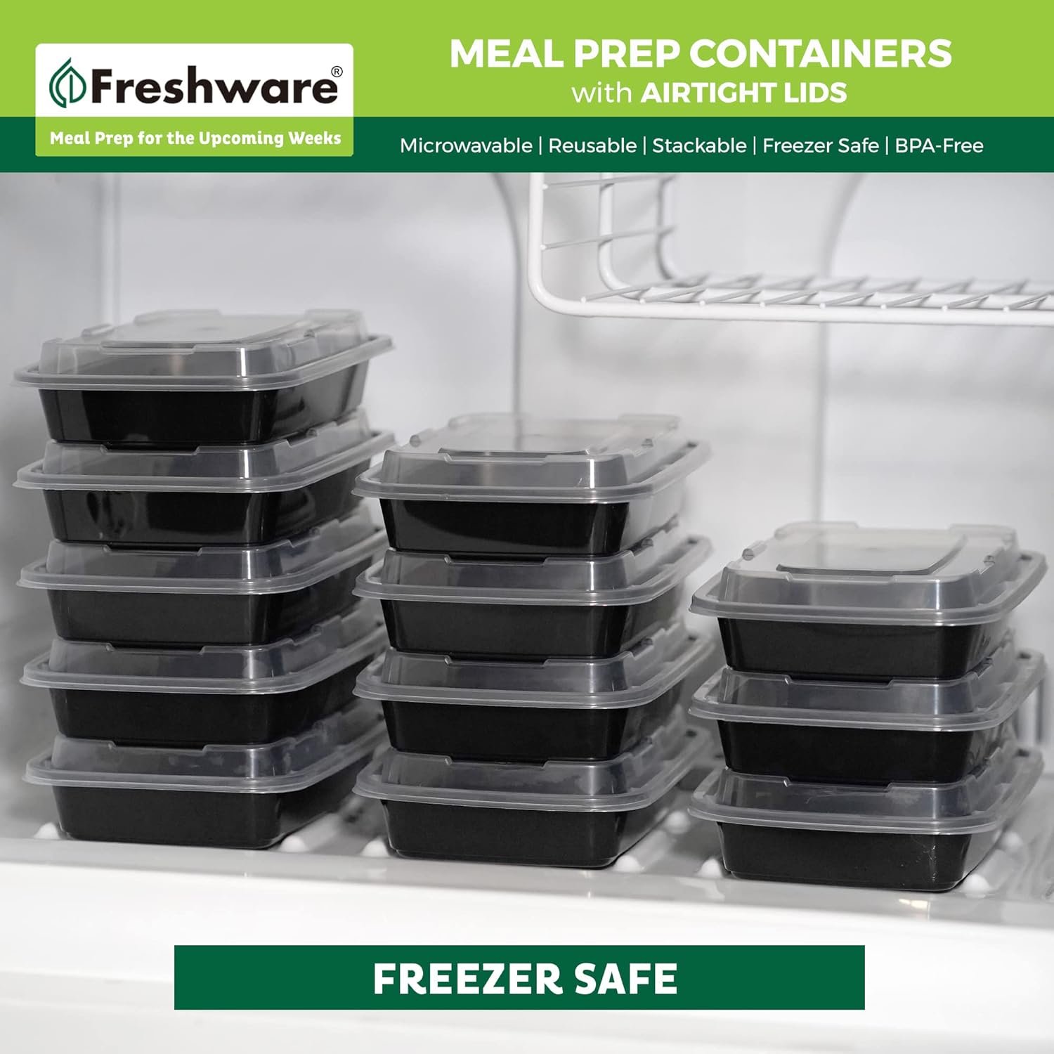 Grossiste de contenants alimentaires en vrac [50 pièces] 1 compartiment avec couvercles, boîte bento, sans BPA, empilables, compatibles avec micro-ondes, lave-vaisselle et congélateur (16 oz), logo personnalisé, fabricant.