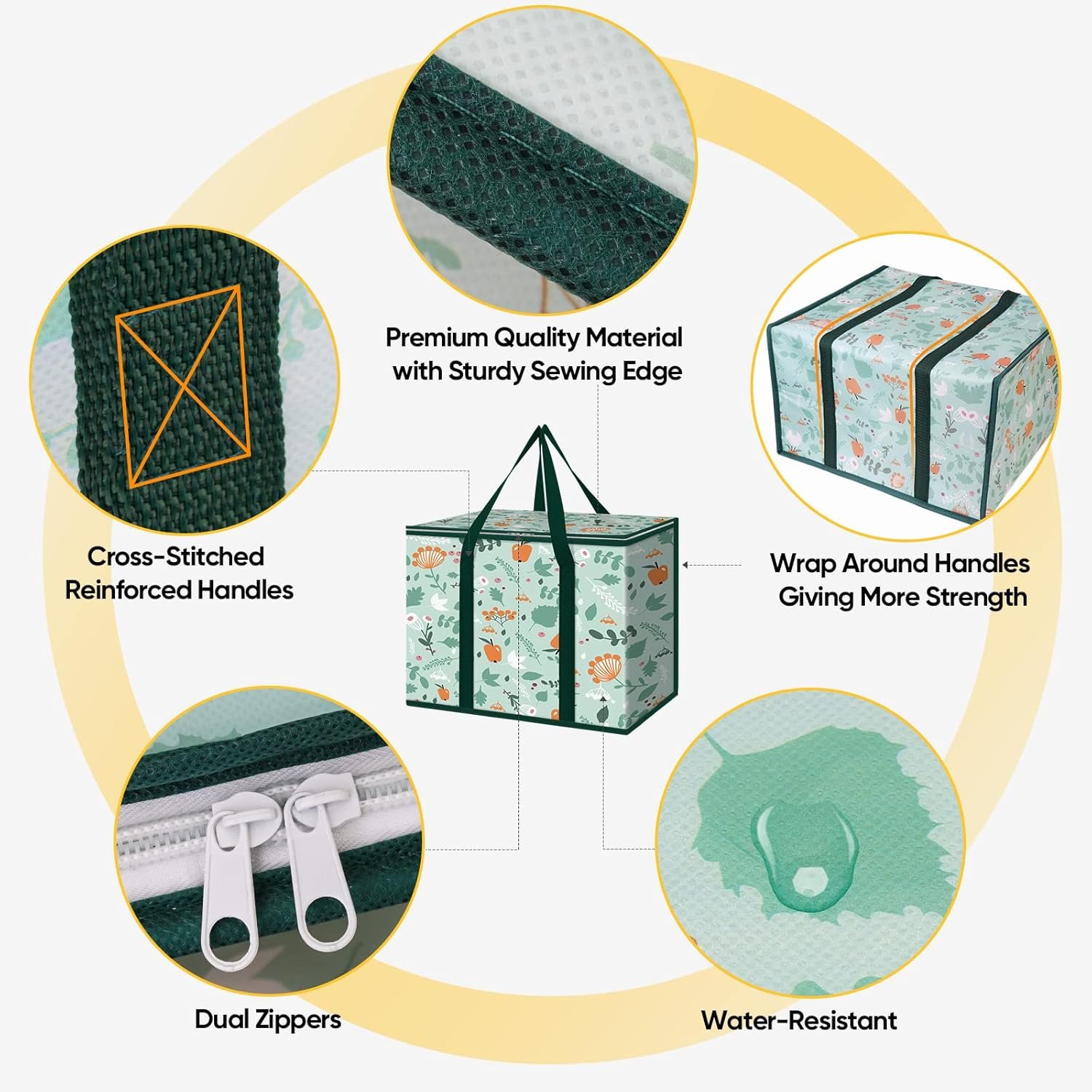 Grossiste Sac isotherme réutilisable 2Pk pour courses, sac réductible pour marchandises, fabricants sac isotherme lourde capacité (16''x9''x13'', Printemps). OEM. Grossiste Sac isotherme réutilisable 2Pk pour courses, sac réductible pour marchandises, fabricants sac isotherme lourde capacité (16''x9''x13'', Printemps). OEM.