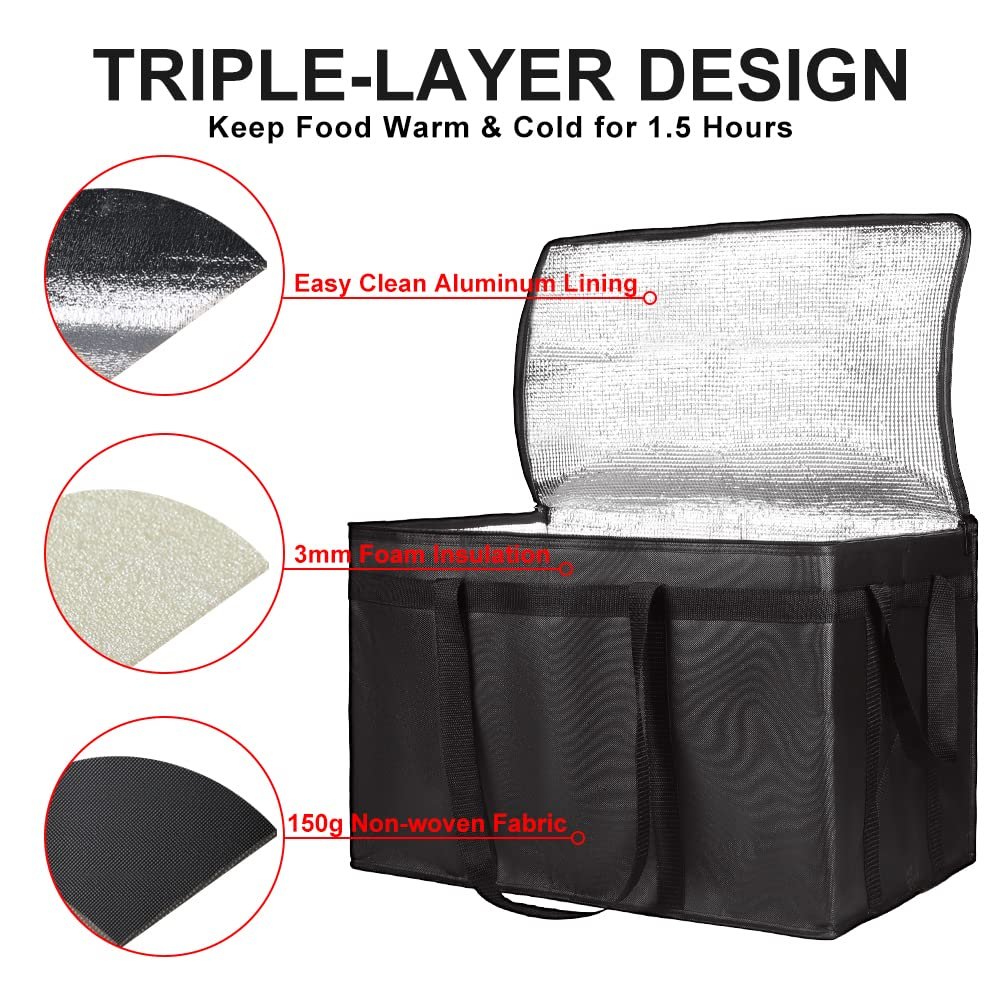 Grossiste Sac de Livraison Alimentaire Isolé XXXL, Sac Réutilisable pour Courses et Catering 22x14x13, Fournisseur de Solutions de Transport, Logo Personnalisé, Noir, 1-Pack Grossiste Sac de Livraison Alimentaire Isolé XXXL, Sac Réutilisable pour Courses et Catering 22x14x13, Fournisseur de Solutions de Transport, Logo Personnalisé, Noir, 1-Pack