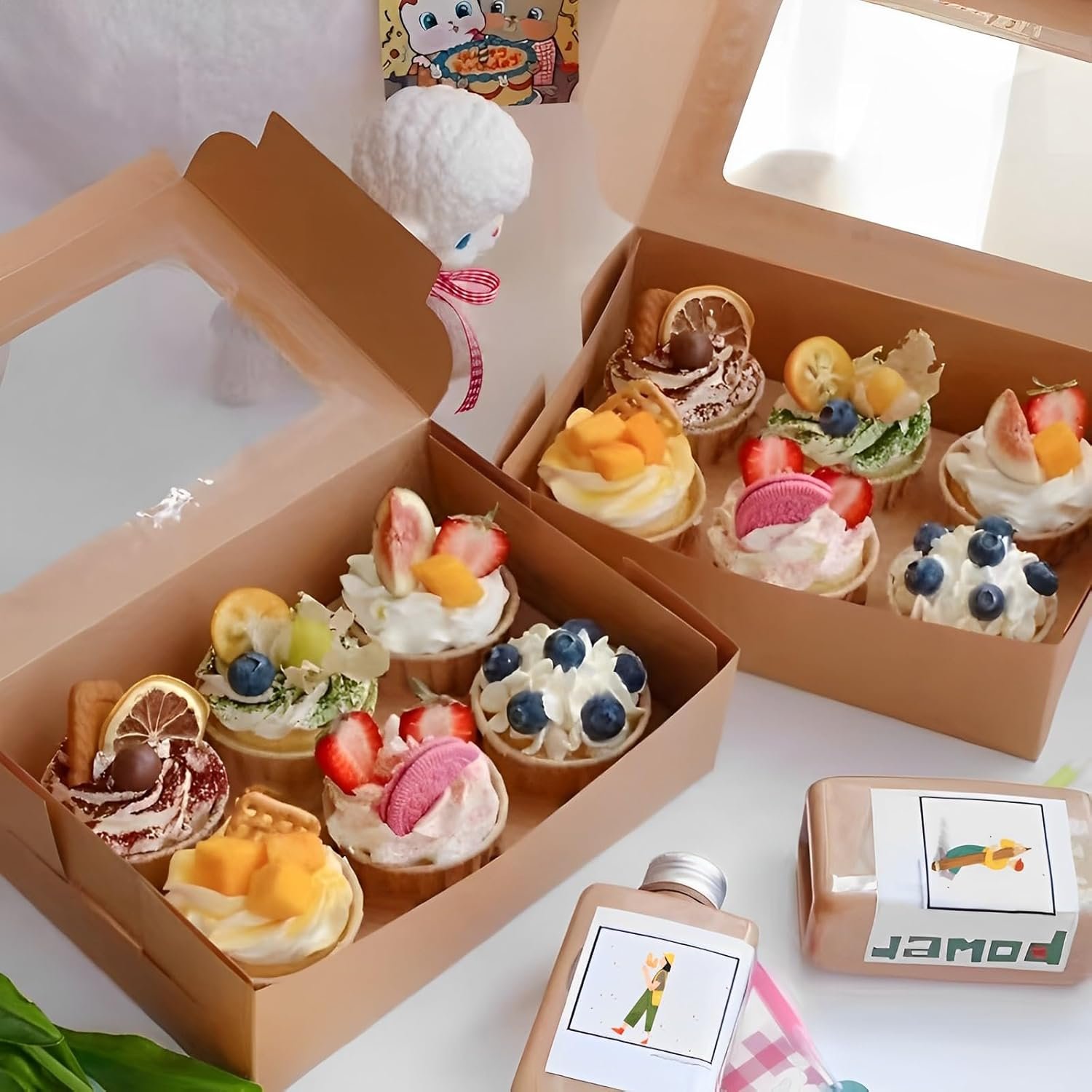 Boxes à pâtisserie marron 20pcs 8x6x2,5 pouces, Vente en Gros pour emballage, Fournisseur de boîtes à cookies, Logo Personnalisé pour gâteaux, idéal pour Saint-Valentin, Fête des Mères, Noël et rassemblements festifs.