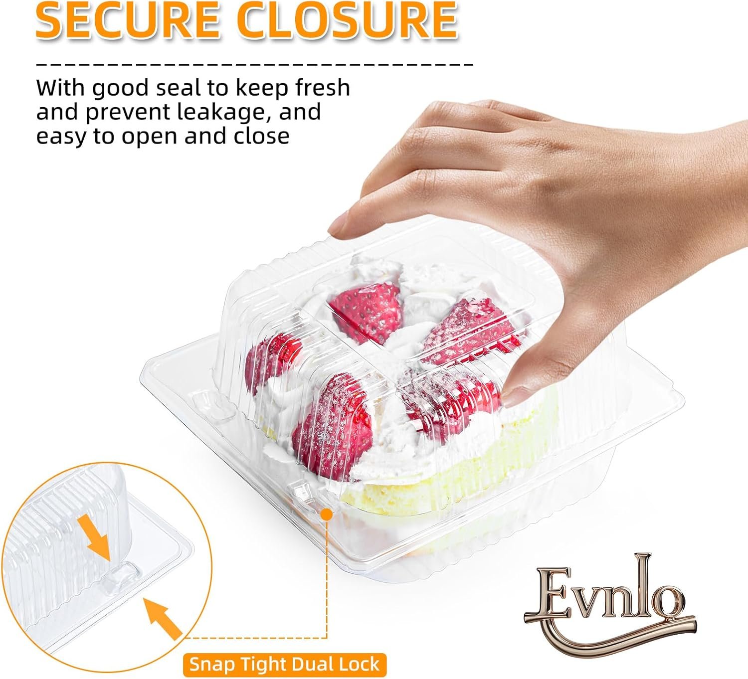 Grossiste de contenants plastiques transparents avec couvercles, 100 pièces, pour aliments - OEM, boîtes clamshell épaisses pour parts de gâteaux, desserts, hamburgers, salades, pâtisseries, fruits, plateaux à emporter.