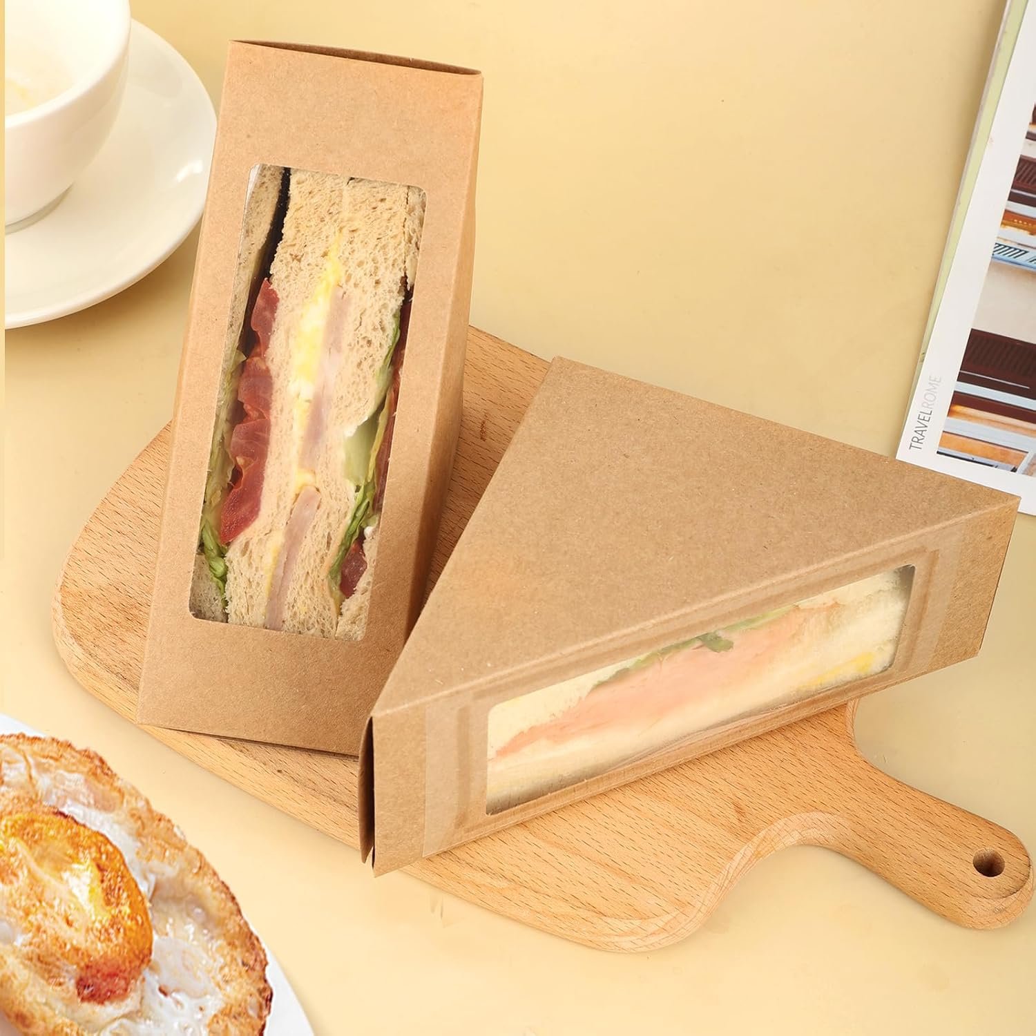 Boîtes à sandwiches en papier 50 pièces, Vente en gros de contenants à emporter avec fenêtre, Logo personnalisé pour burgers miniatures pour boulangerie et service de restauration. Boîtes à sandwiches en papier 50 pièces, Vente en gros de contenants à emporter avec fenêtre, Logo personnalisé pour burgers miniatures pour boulangerie et service de restauration.