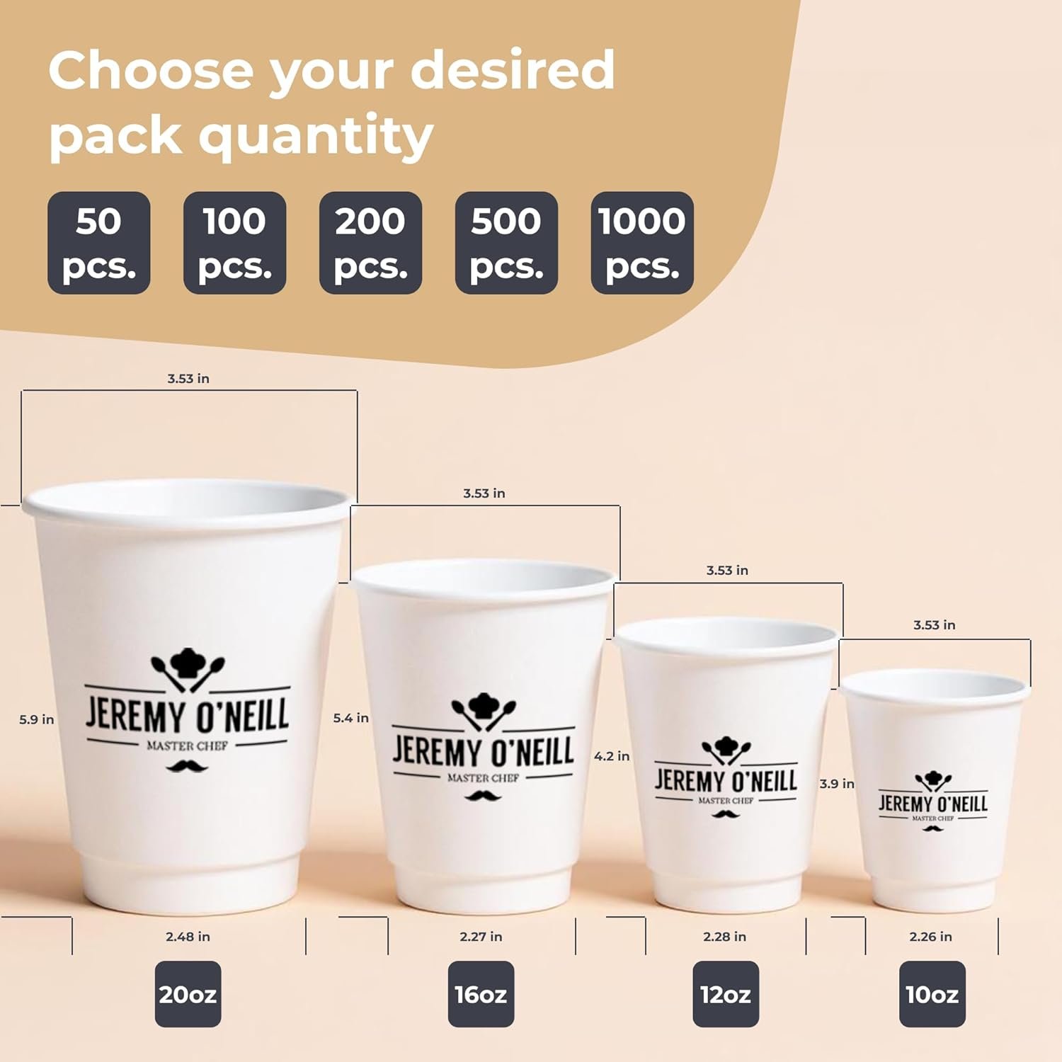 Grossiste en gobelets en papier jetables personnalisés 10 oz, ajoutez votre logo, double paroi, étanche pour boissons chaudes et froides, fabricant de packs de 50, parfait pour les fêtes ou autres événements festifs, vente en gros.