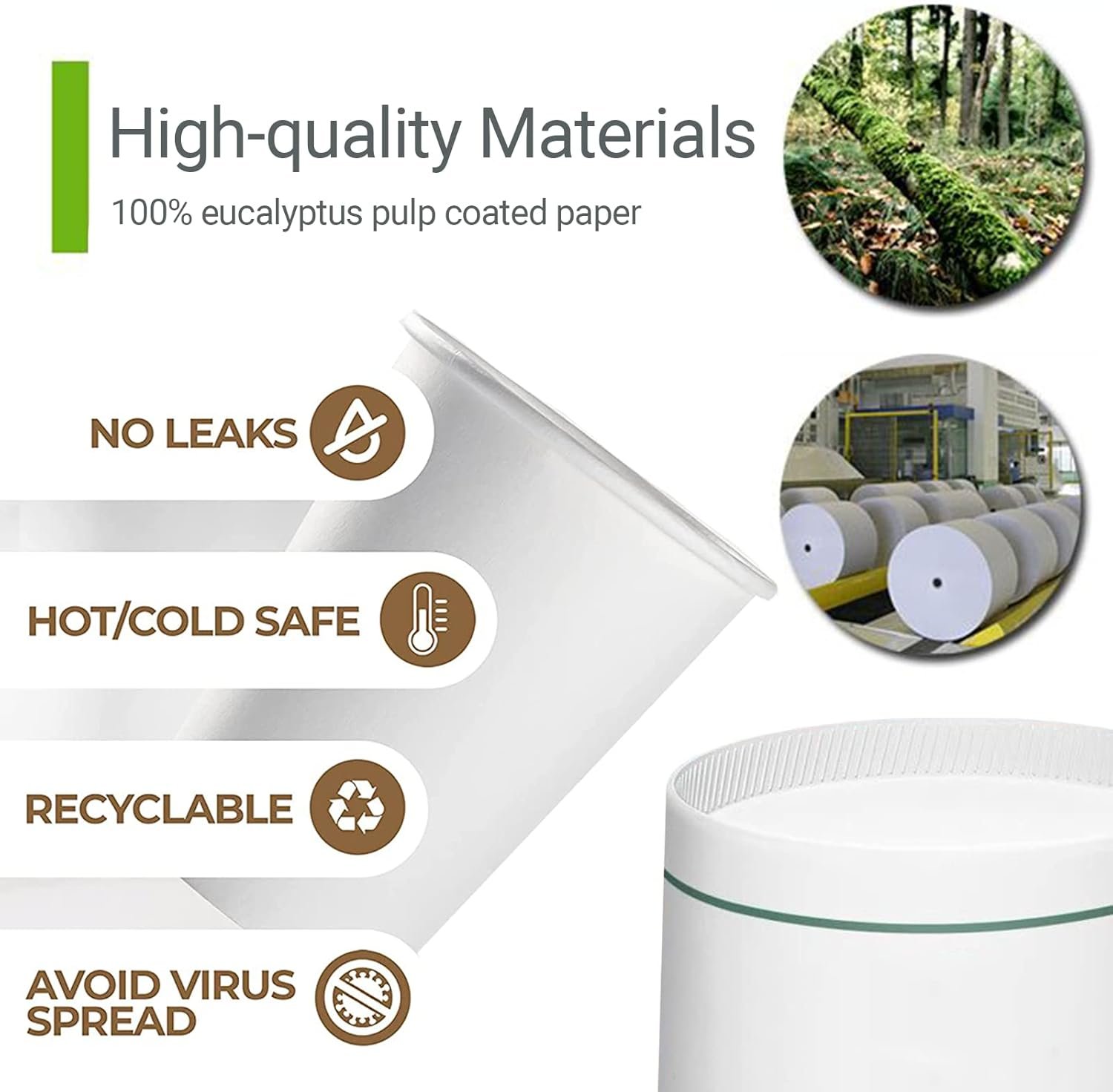 Coupes en Papier Personnalisées, 50 Pack d'8oz avec Logo Personnalisé pour Événements d'Entreprise, Fabricant de Vente en Gros, Tasses Jetables avec Photo/Textes pour Cafés, Fêtes, Mariages