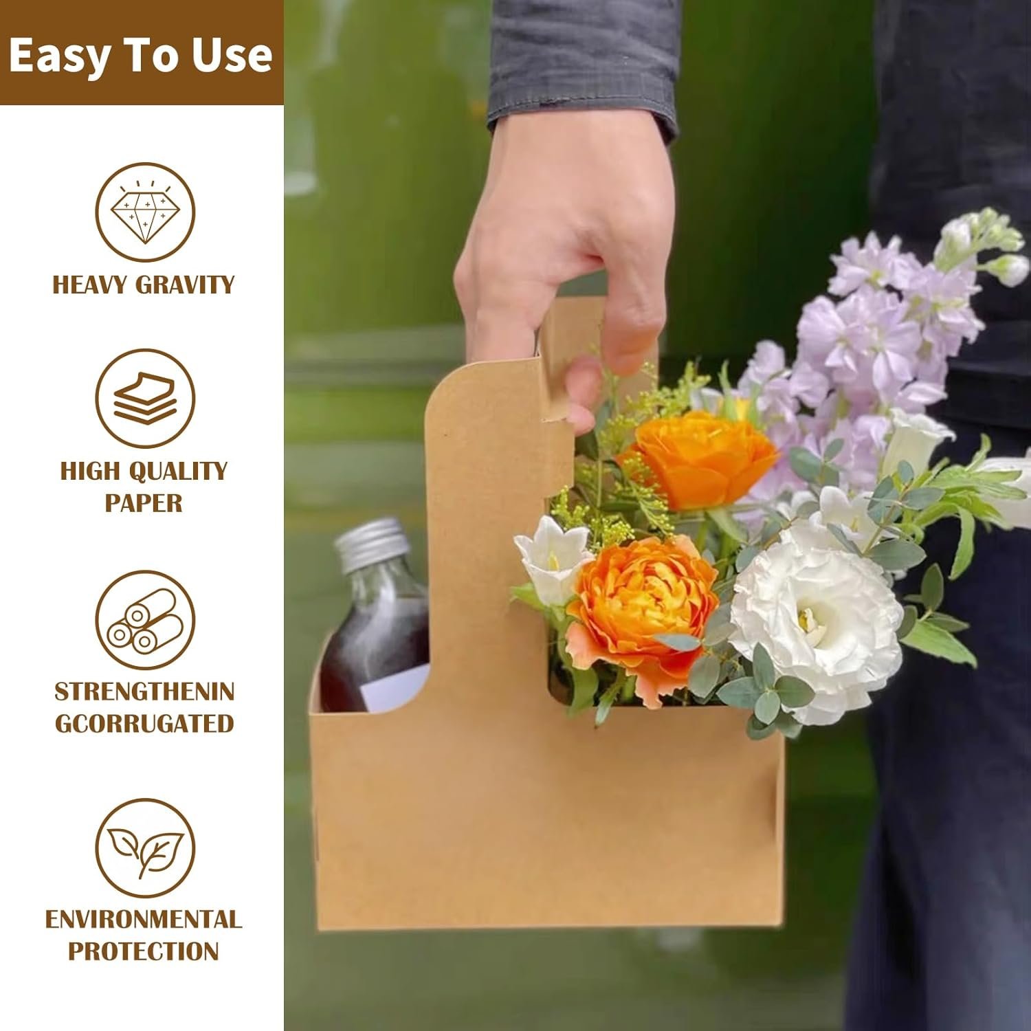 Grossiste Support de Boisson avec Poignée pour 2 ou 4 Tasses, 50 Pcs Porte-Gobelets Jetables, Personnalisez votre Logo, Fabriqué avec Soins pour Livraison de Boissons et Aliments