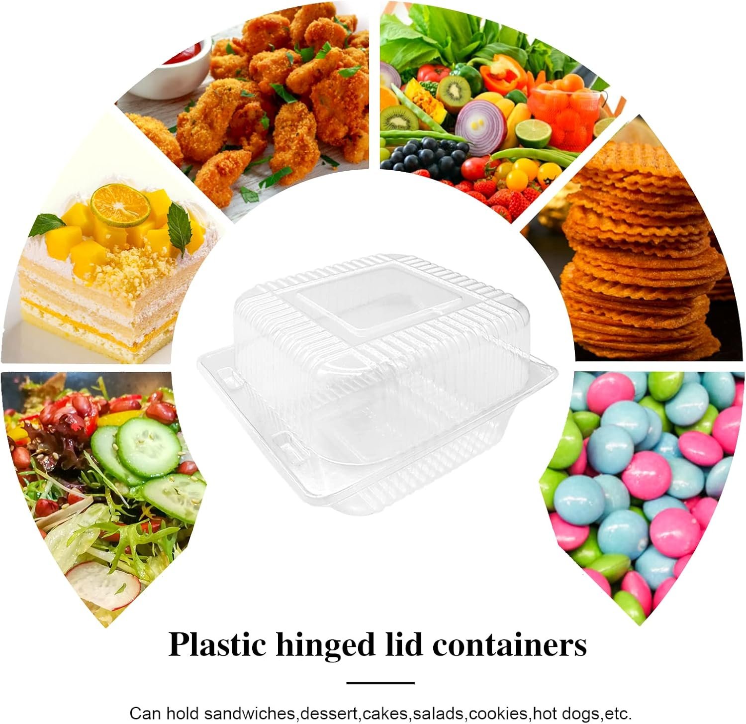Grossiste Contenants Plastiques Clairs avec Couvercles, Contenants Individuels pour Parts de Gâteau, 100 Pcs Usine de Boîtes Alimentaires Jetables pour Gâteaux, Cookies, Pâtes, Sandwichs, Salades, Marque Blanche