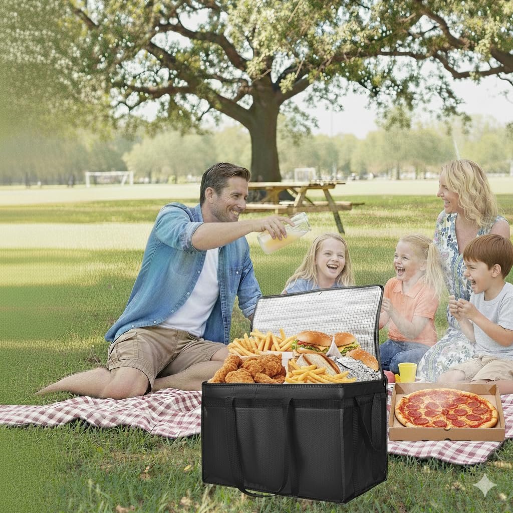 Grossiste Sac de Livraison Alimentaire Isolé XXXL, Sac Réutilisable pour Courses et Catering 22x14x13, Fournisseur de Solutions de Transport, Logo Personnalisé, Noir, 1-Pack Grossiste Sac de Livraison Alimentaire Isolé XXXL, Sac Réutilisable pour Courses et Catering 22x14x13, Fournisseur de Solutions de Transport, Logo Personnalisé, Noir, 1-Pack