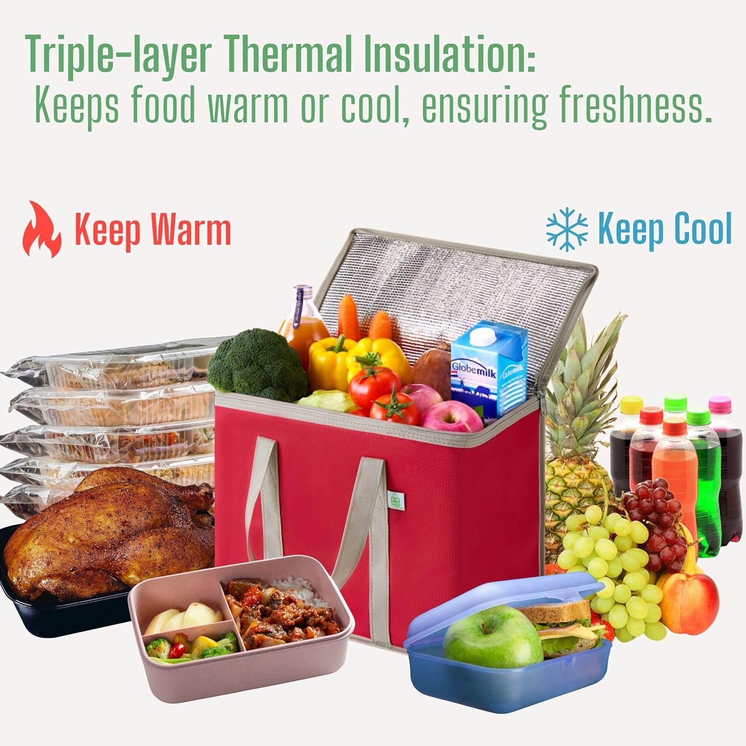 Grossiste Sac Isotherme Pliable et Sacs de Course à Glissière, Sac Réutilisable pour Livraison Alimentaire, Fabricant de Sacs tout-en-un, Robuste, Se Maintient Debout, 3 Pièces (Rouge) avec Logo Personnalisé Grossiste Sac Isotherme Pliable et Sacs de Course à Glissière, Sac Réutilisable pour Livraison Alimentaire, Fabricant de Sacs tout-en-un, Robuste, Se Maintient Debout, 3 Pièces (Rouge) avec Logo Personnalisé