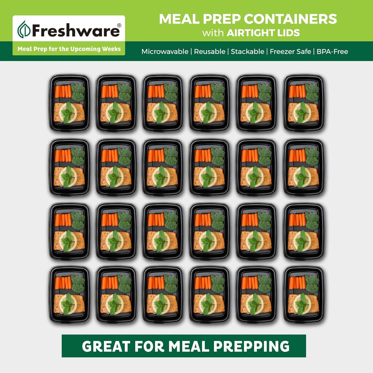 Grossiste de contenants alimentaires en vrac [50 pièces] 1 compartiment avec couvercles, boîte bento, sans BPA, empilables, compatibles avec micro-ondes, lave-vaisselle et congélateur (16 oz), logo personnalisé, fabricant.