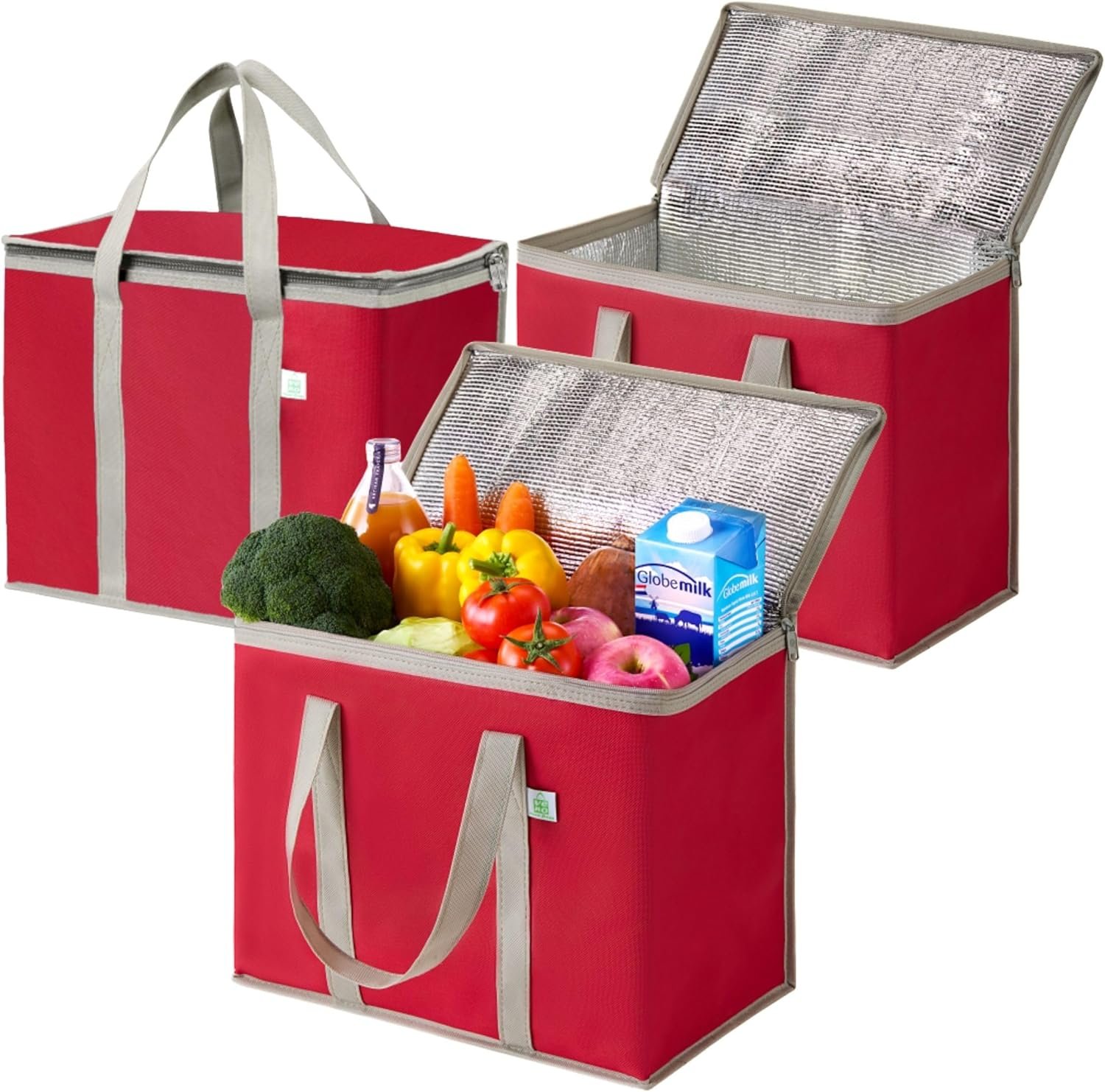 Grossiste Sac Isotherme Pliable et Sacs de Course à Glissière, Sac Réutilisable pour Livraison Alimentaire, Fabricant de Sacs tout-en-un, Robuste, Se Maintient Debout, 3 Pièces (Rouge) avec Logo Personnalisé Grossiste Sac Isotherme Pliable et Sacs de Course à Glissière, Sac Réutilisable pour Livraison Alimentaire, Fabricant de Sacs tout-en-un, Robuste, Se Maintient Debout, 3 Pièces (Rouge) avec Logo Personnalisé