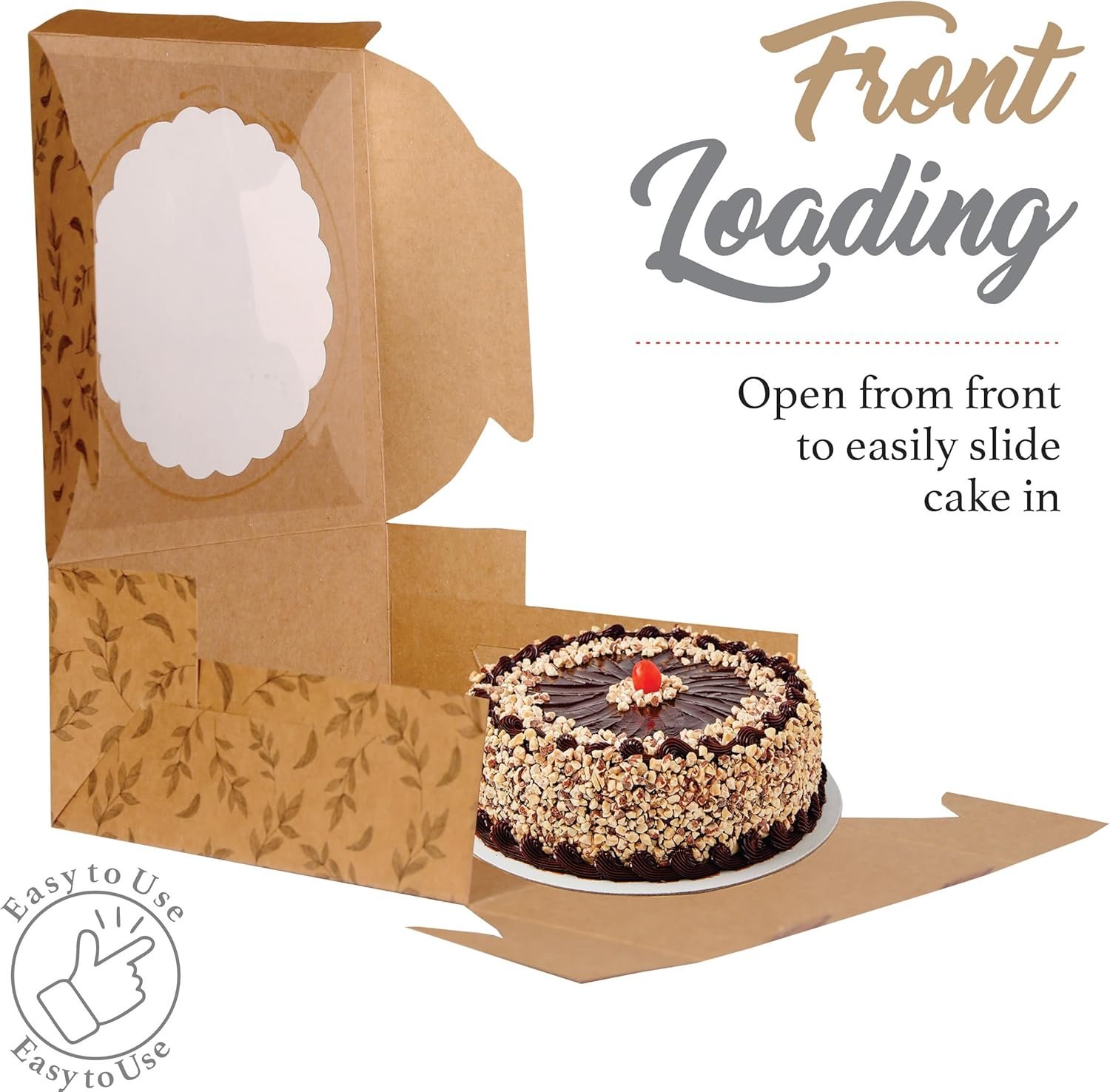 Boîtes à Gâteau Kraft avec Fenêtre (10pcs) - Boîtes Brunes pour Gâteaux, Beignets, Tartes, Cookies, Cupcakes, Chocolats, Desserts - Vente en Gros, Fabricant, Logo Personnalisé - Taille 10x10x5 Pouces