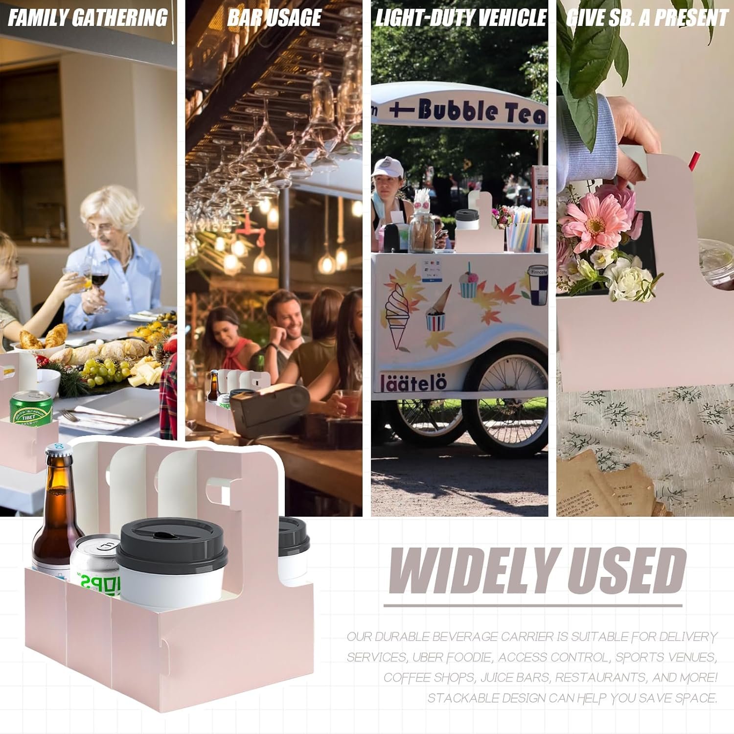 Grossiste en Vrac Support de Boisson Jetable 2 Tasses avec Poignée, 15 Compte Porte-Gobelets en Carton Rose, Transport de Boissons Chaudes ou Froides, Fournisseur de Porte-Gobelets pour Café, Livraison Alimentaire, Vente en Gros (Rose, 15 PCS)