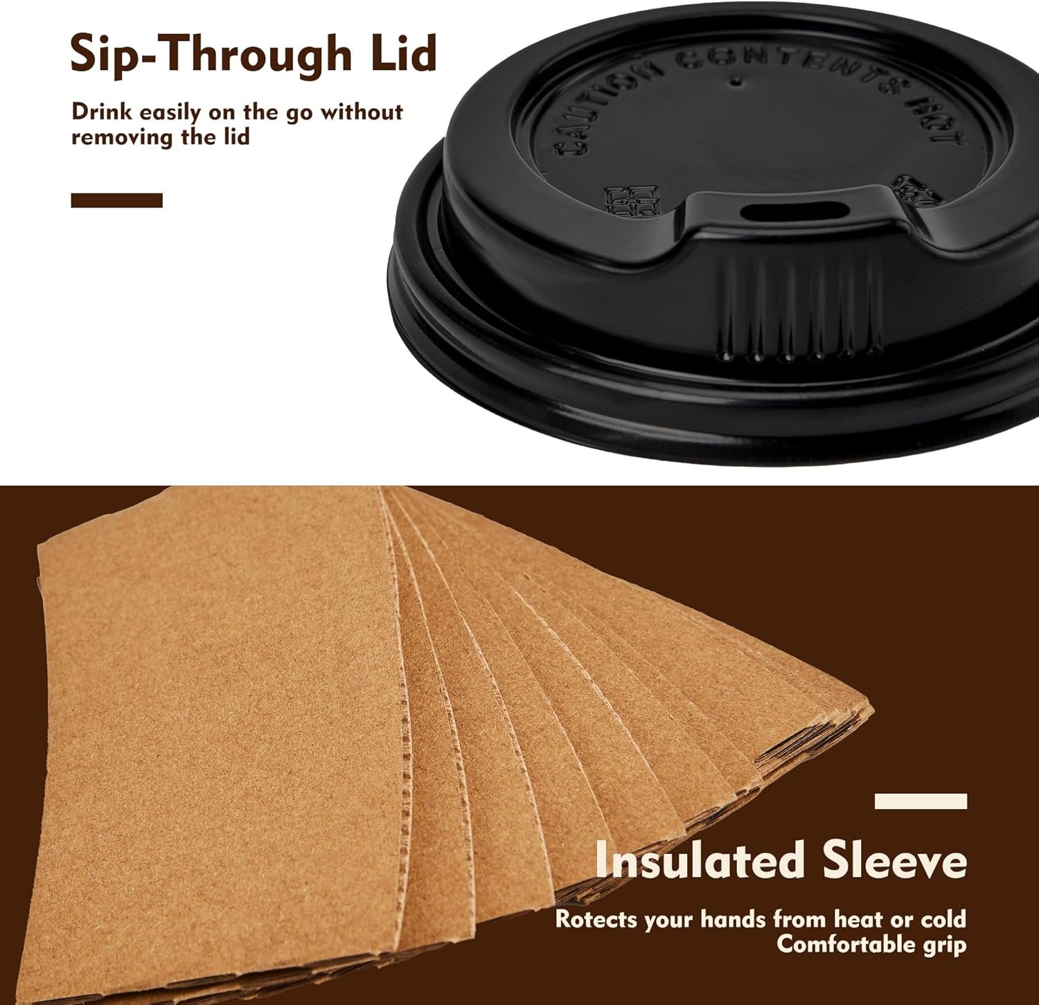 Grossiste en Vrac de gobelets en papier jetables 50 pièces 16oz, gobelets à café pour boissons chaudes avec couvercles et manchons, fabriqué par un fournisseur de matériel 300gsm, dimensions 2.4