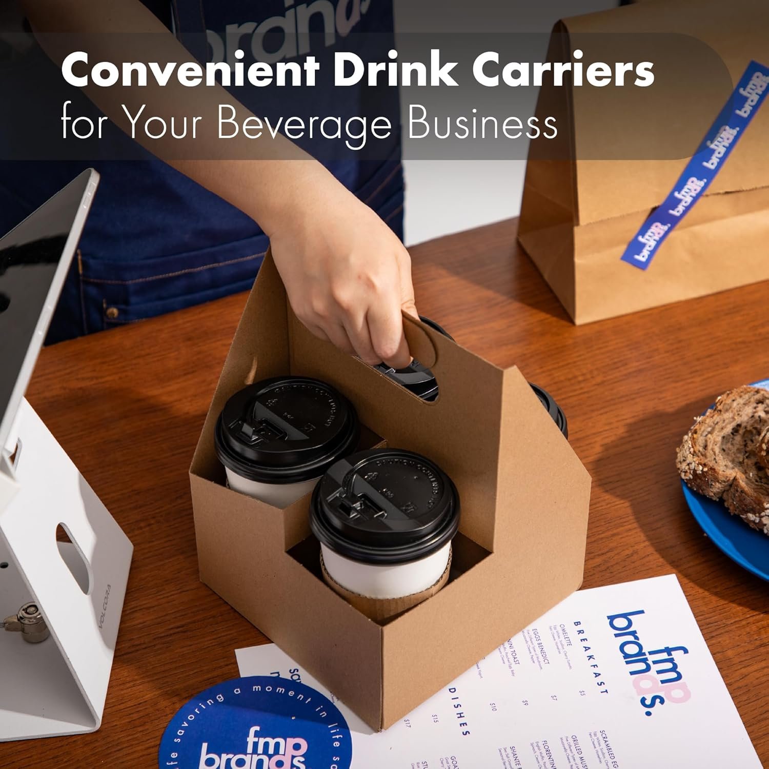 Grossiste : porte-gobelet en papier kraft à poignée pour 4 tasses, support pour gobelets de 12 à 30 oz, idéal pour contenu à emporter. Marque blanche, pack de 25, parfait pour les boissons chaudes et froides, idéal pour la Saint-Valentin et la fête des mères. Fournisseur de solutions pratiques.