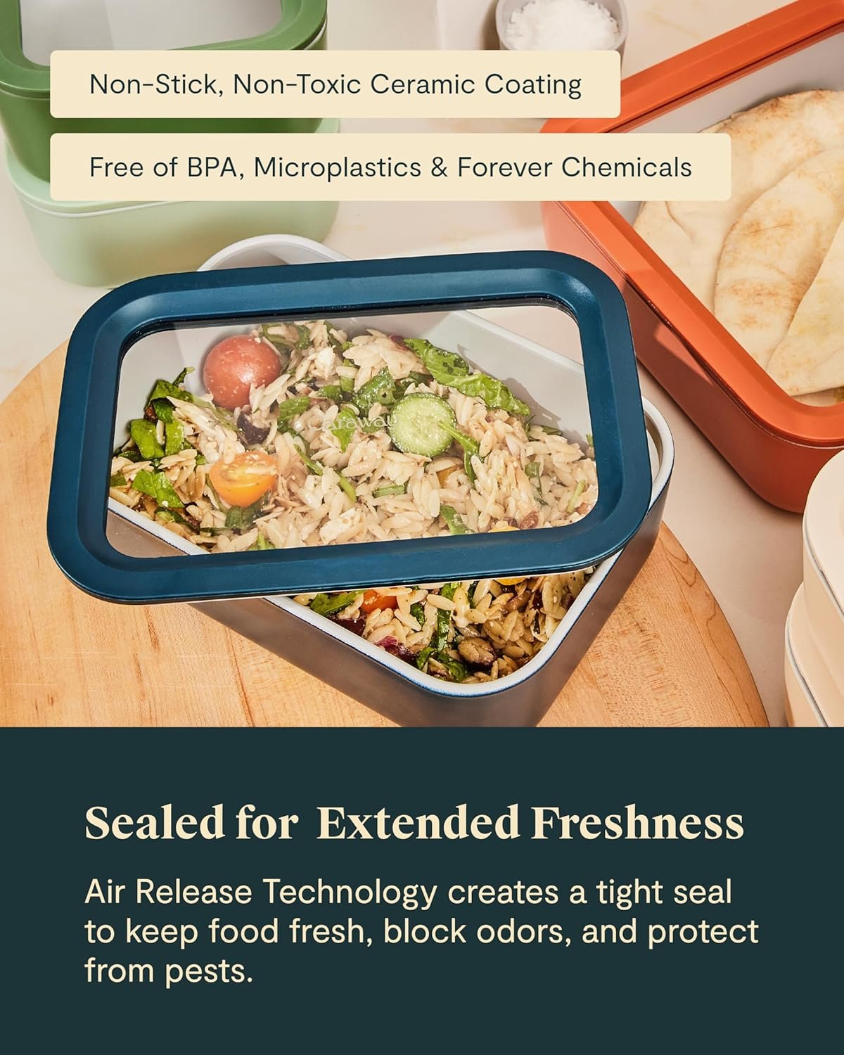 Grossiste récipients alimentaires en verre 6,6 tasses - Conteneur en verre avec revêtement céramique - Fournisseur de boîtes à lunch antiadhésives avec couvercles, compatibles lave-vaisselle, four et micro-ondes - OEM crème