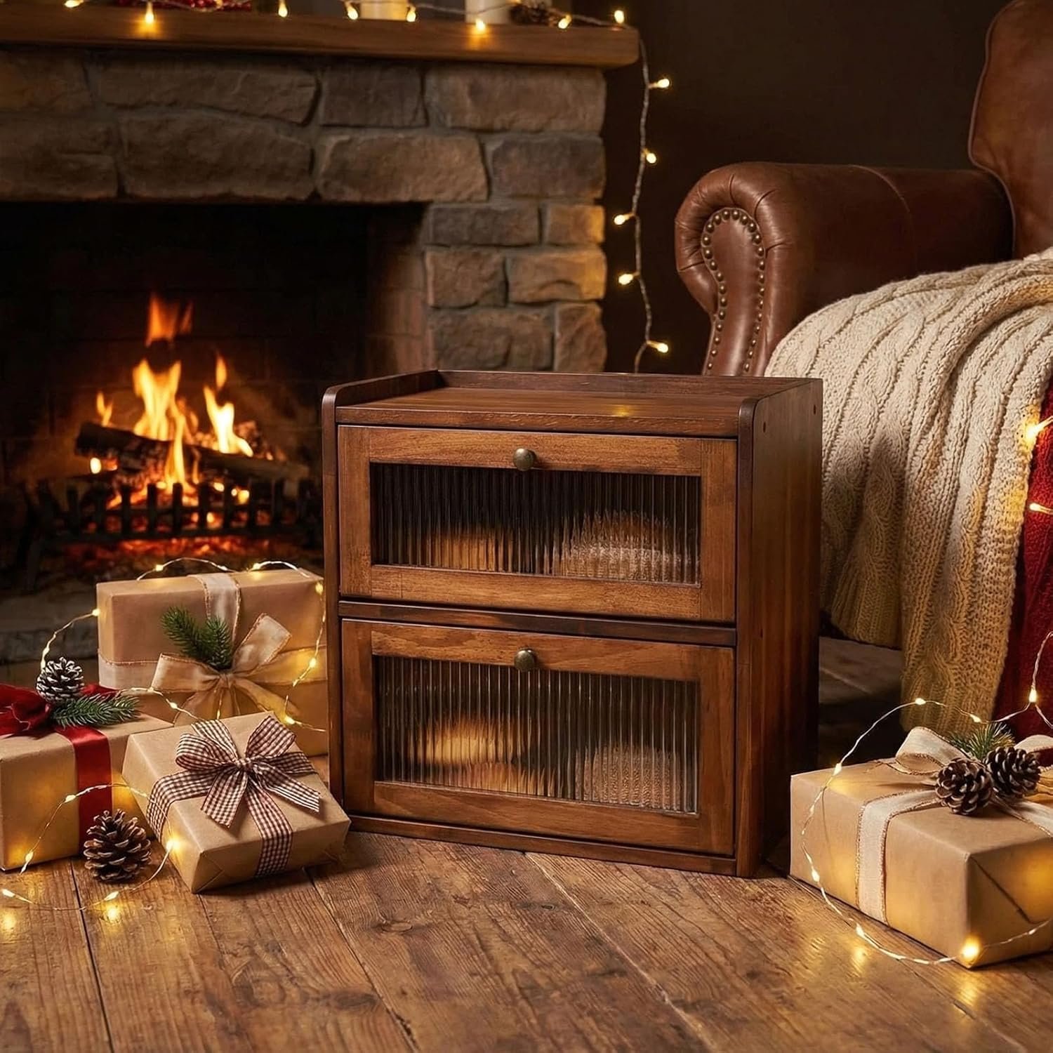 Grossiste Conteneur de Rangement en Bois pour Pain à 2 Niveaux avec Fenêtre Acrylique, Capacité Large et Design Vintage, Fournisseur d'Organisateur Alimentaire pour Comptoir de Cuisine, OEM