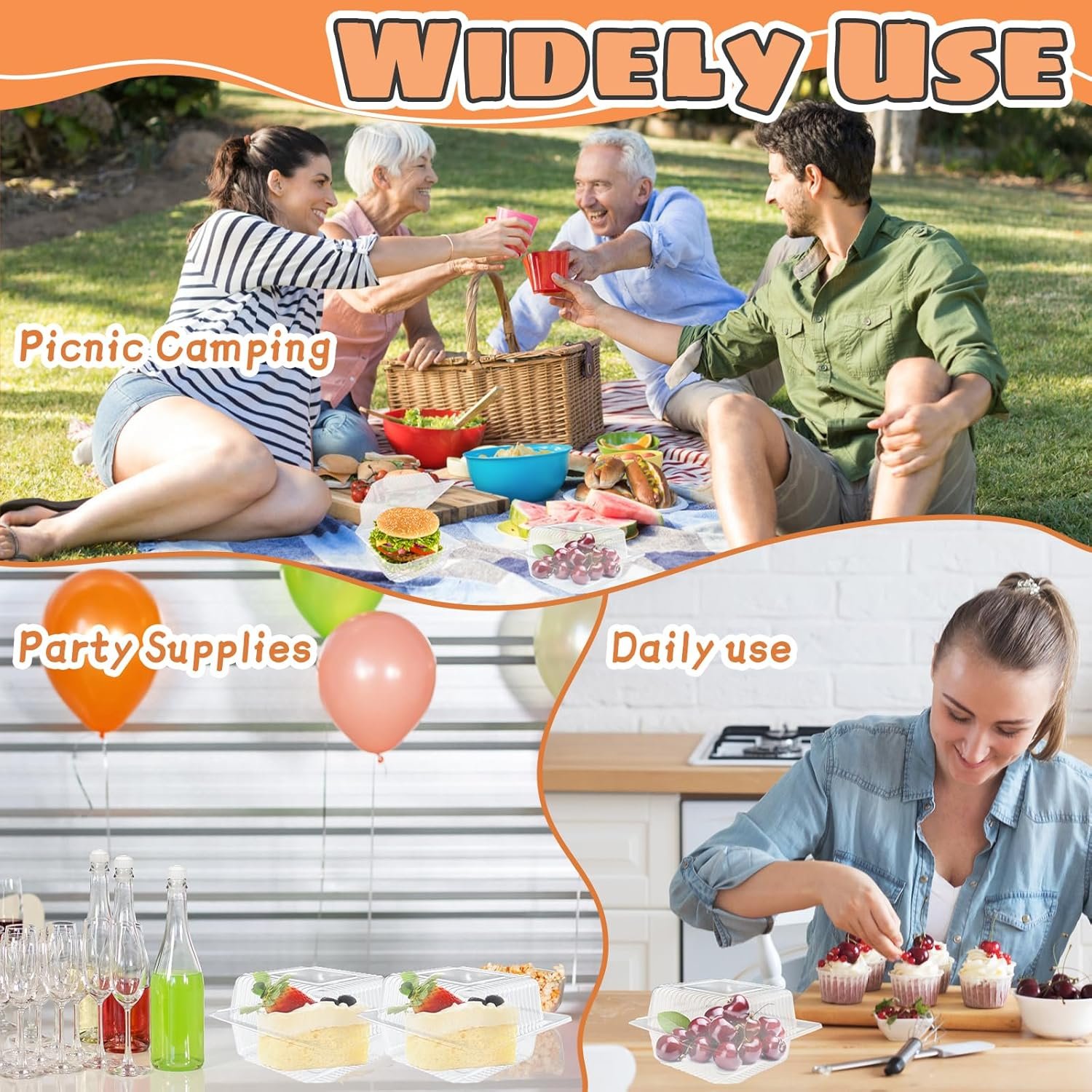 Grossiste Conteners alimentaires toxiques en plastique transparents, Logo Personnalisé, conteneurs à emporter carrés avec couvercles pour salade, pâtes, hamburger 5.3 x 4.7 x 2.8 in, Fournisseur en Vrac.